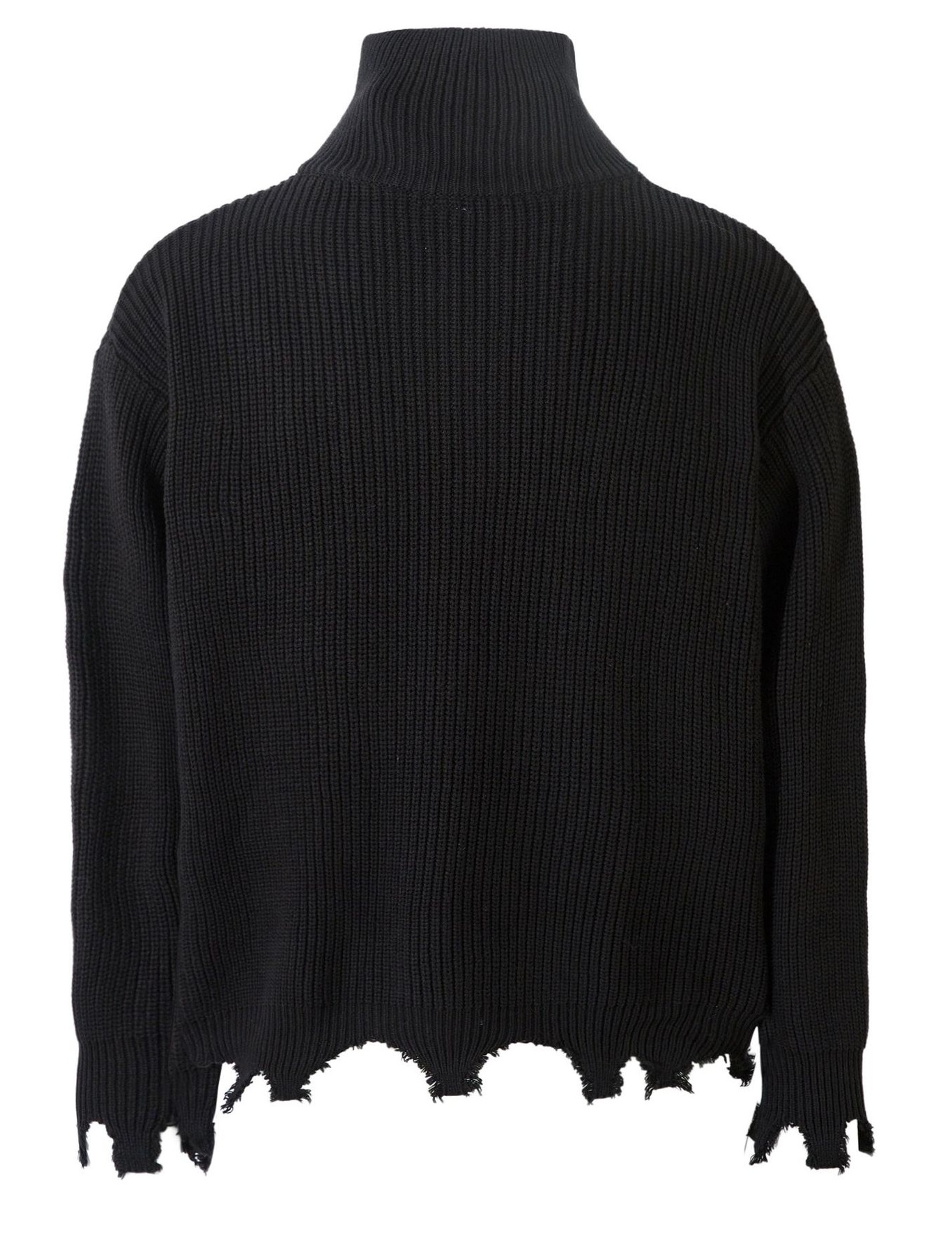 Men's Distressed Hem Ribbed Knit Zip-Up Cardigan