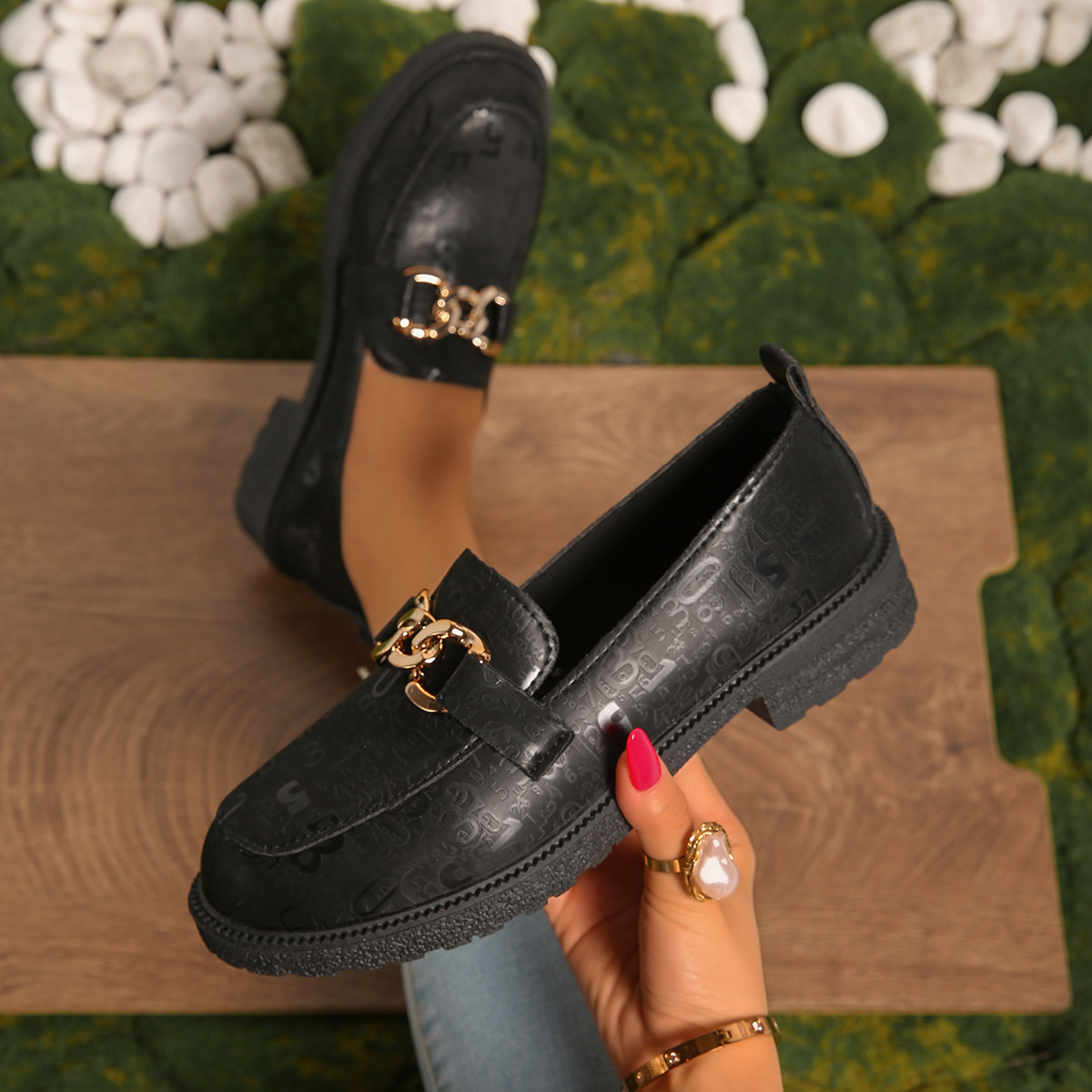 Round Toe Block Heels Loafers