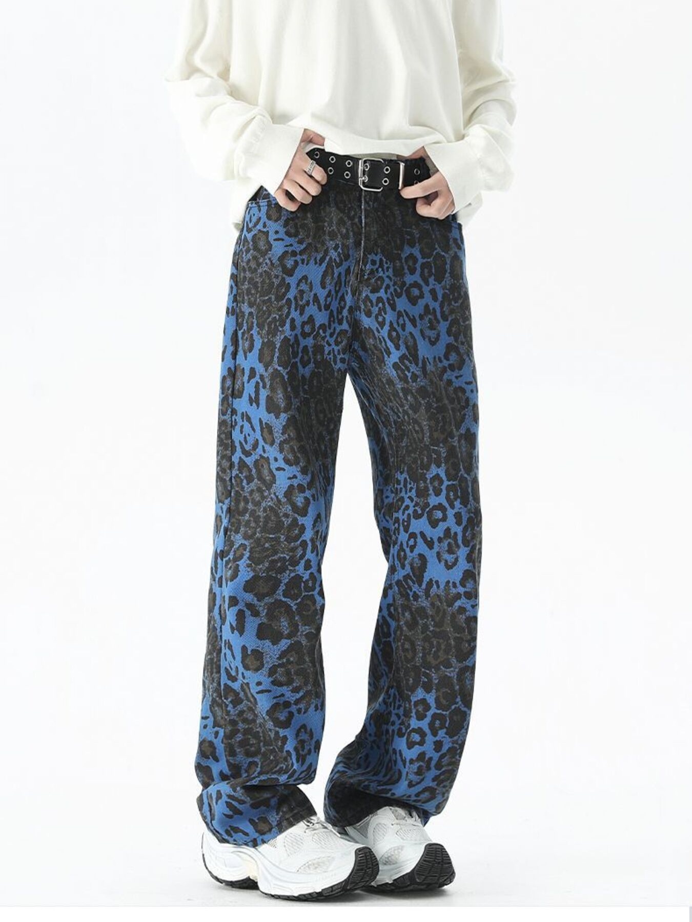 Men's Plus Size Leopard Print Loose Fit Jeans