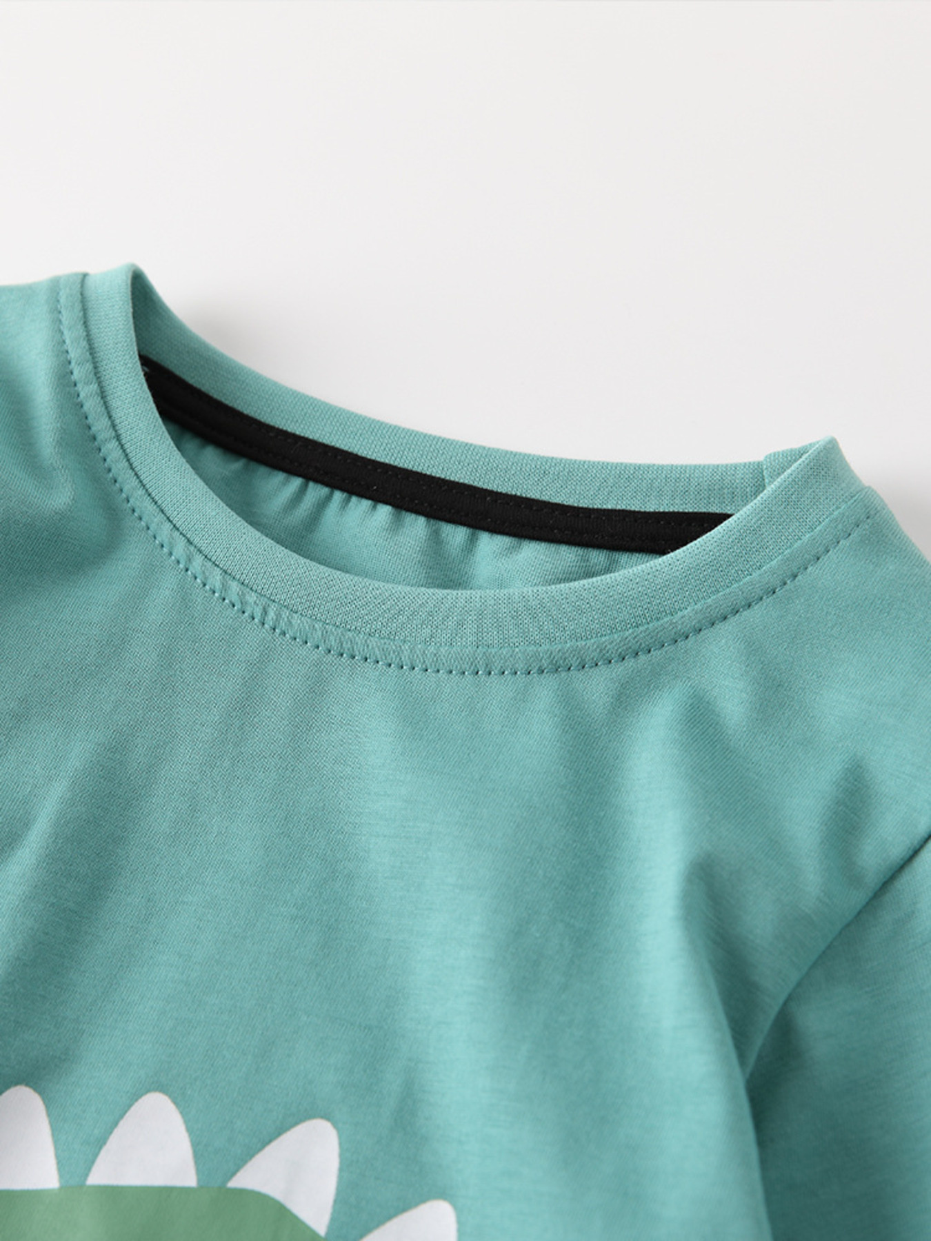 Children's Dinosaur Round Neck Top and Checkered Pants Set