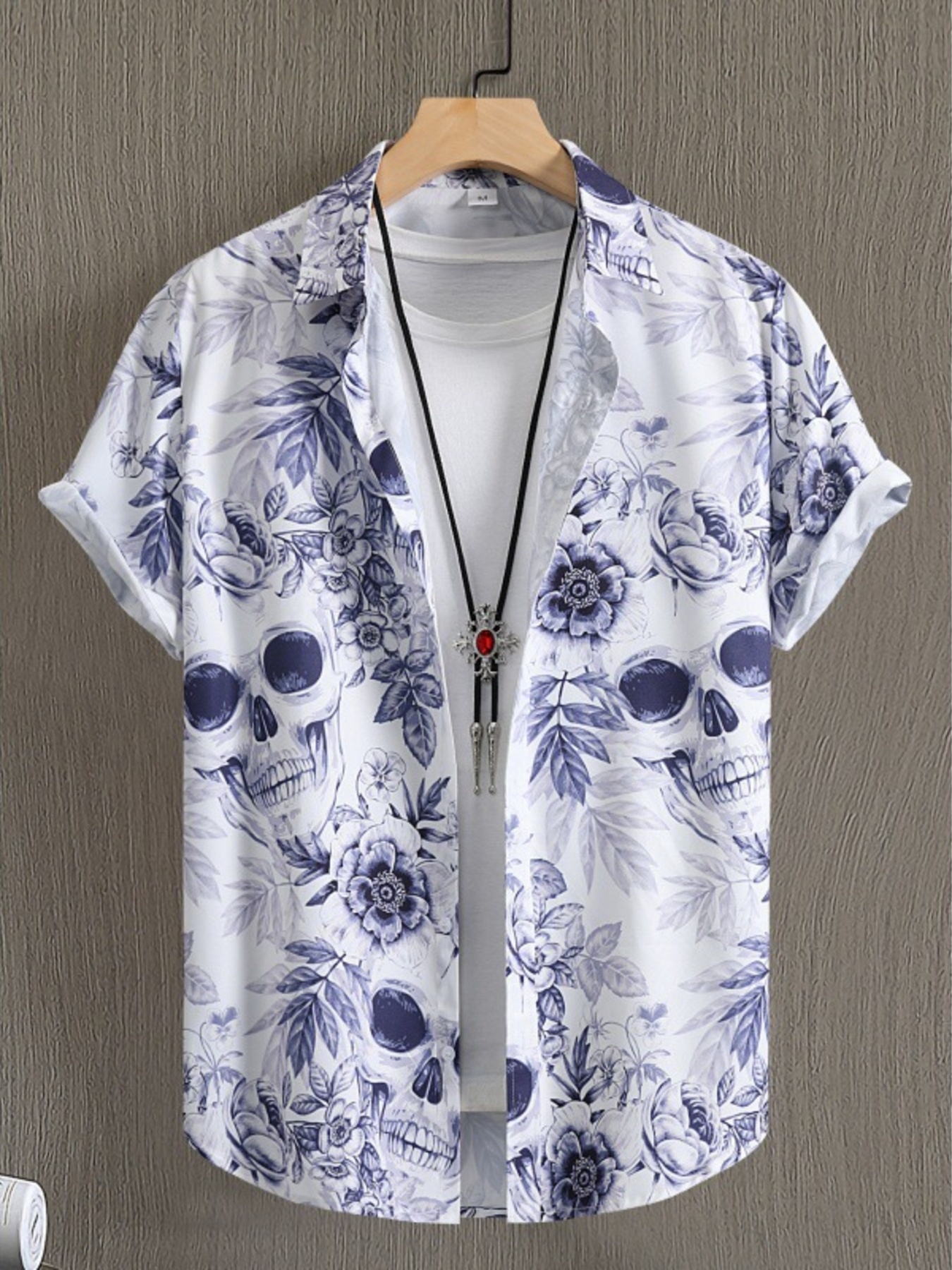 Men's Printed Button Up Short Sleeve Shirt