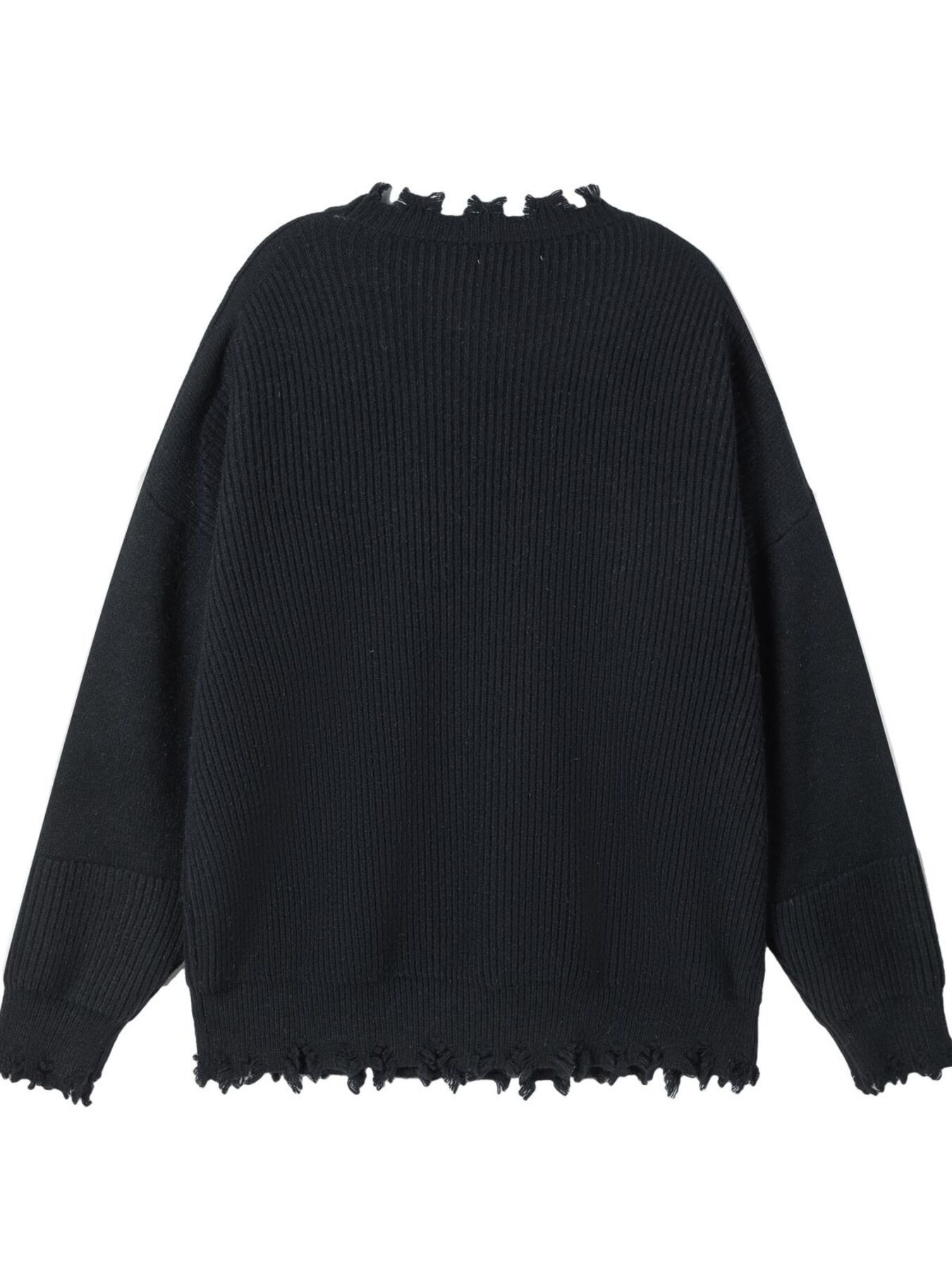 Men's Distressed Ribbed Knit Oversized Sweater