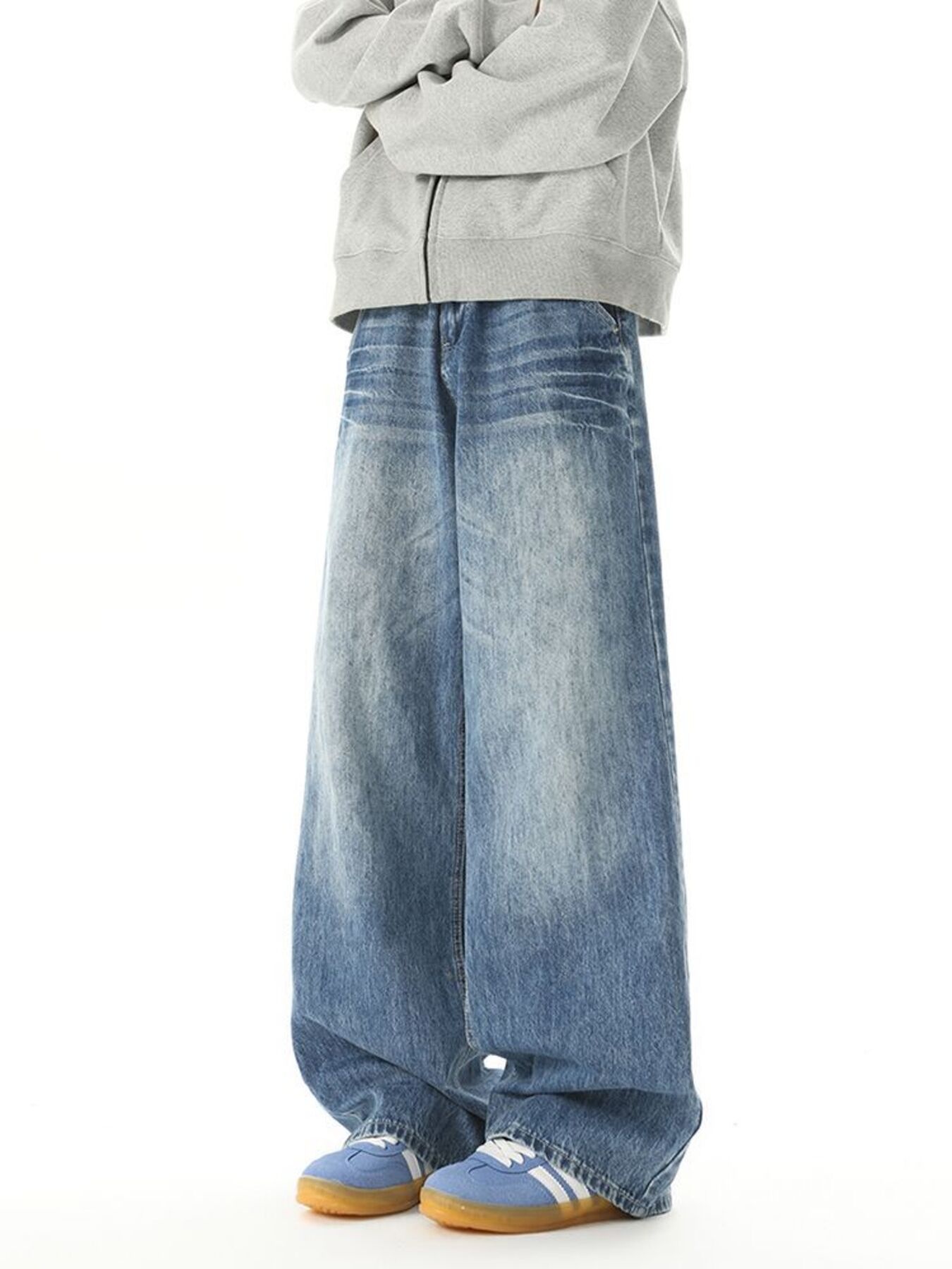 Men's Washed Wide Leg Jeans