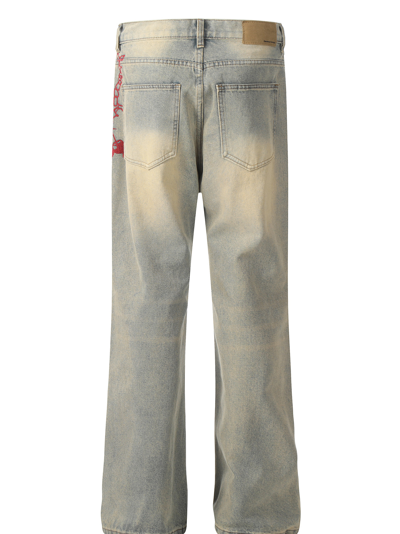 Men's Vintage Washed Jeans with Embroidery