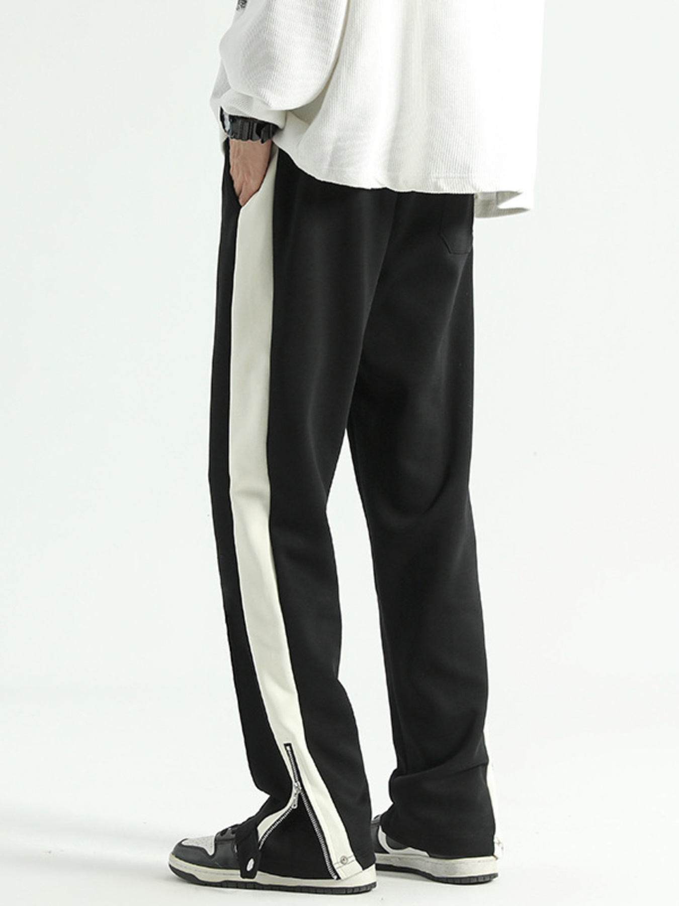 Men's Full Size Drawstring Contrast Wide Leg Pants Plus Size