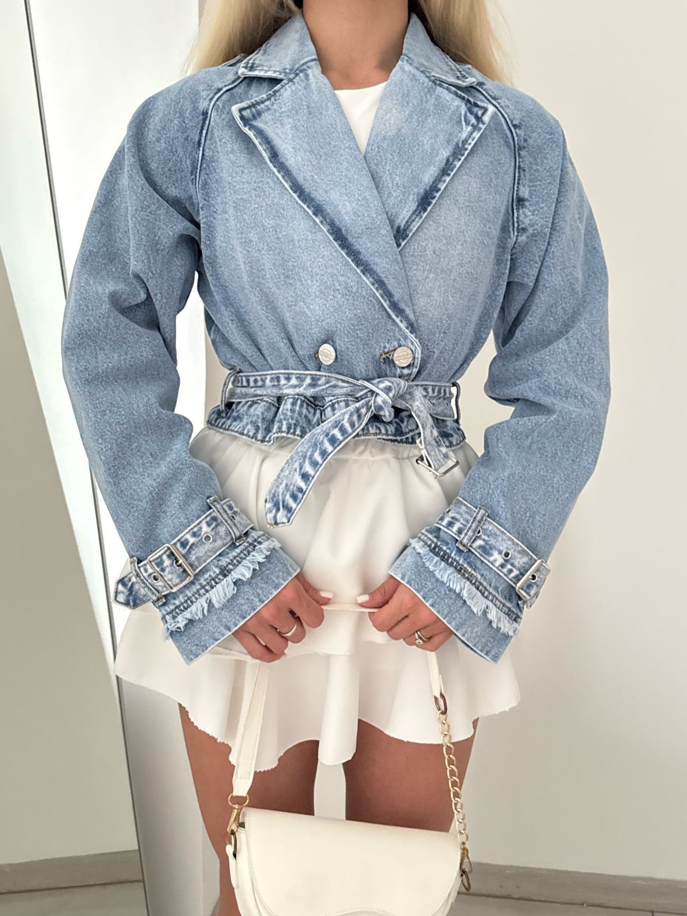 Long Sleeve Crop Denim Jacket