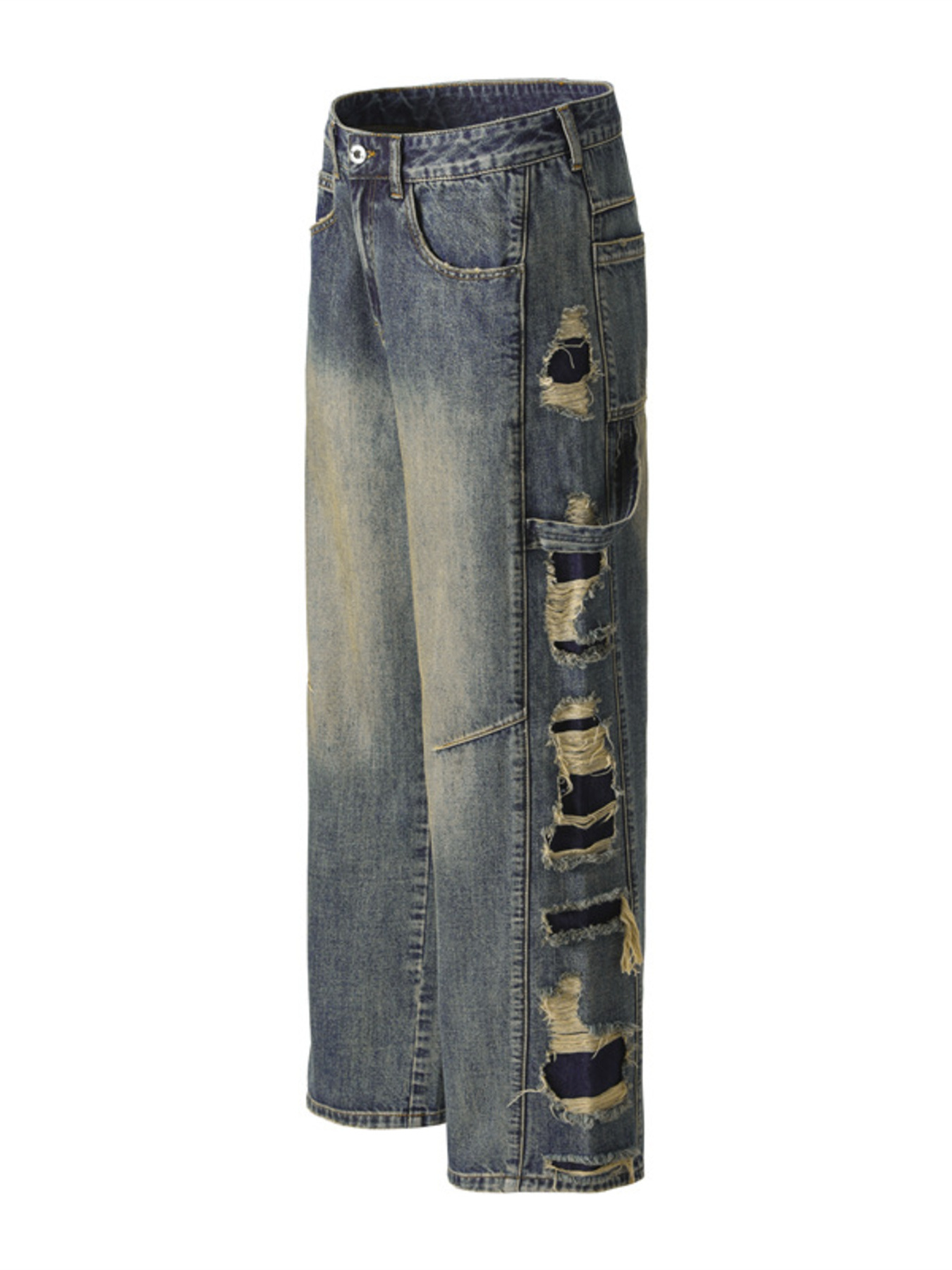 Men's Distressed Wide Leg Jeans