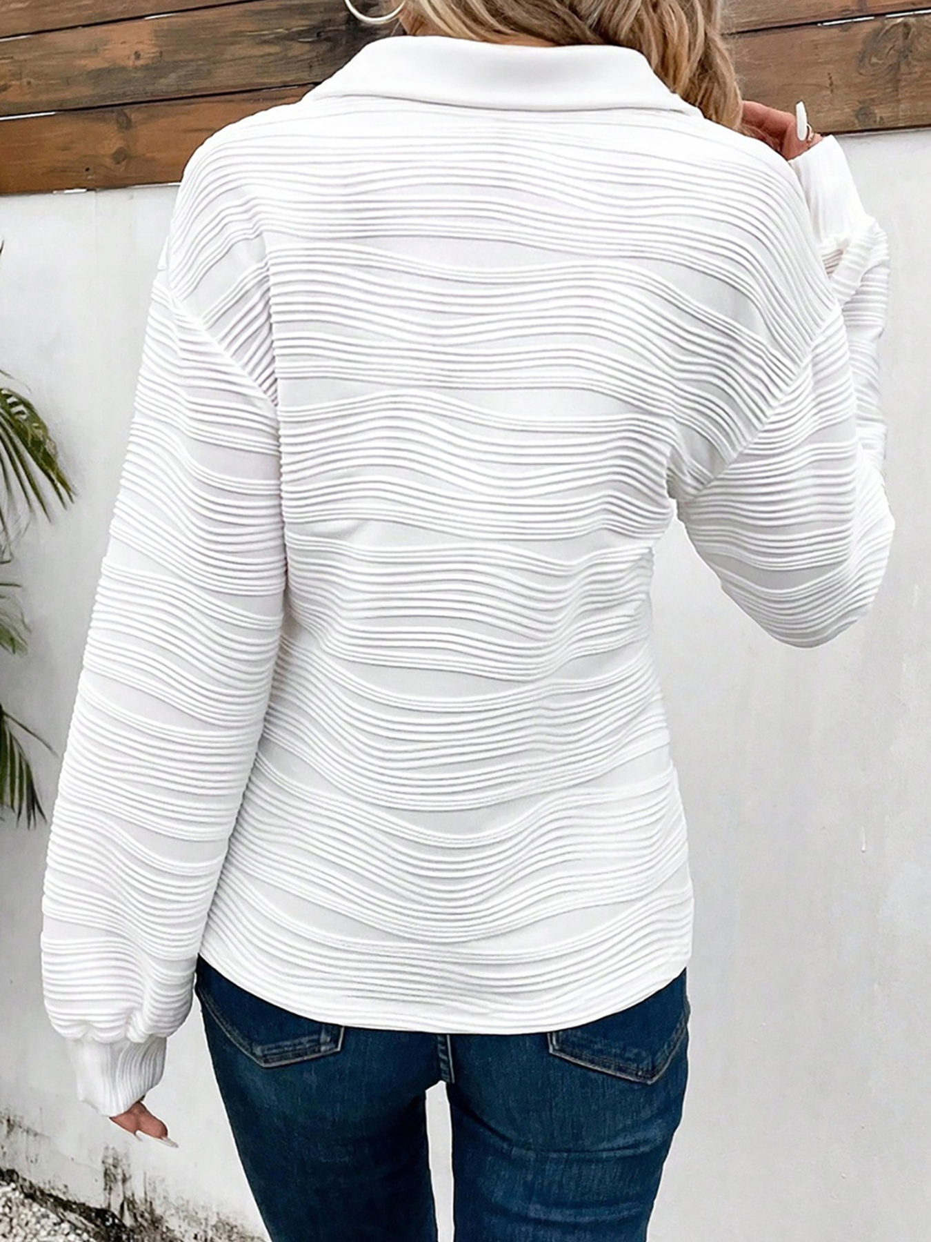 Textured Quarter Zip Sweatshirt