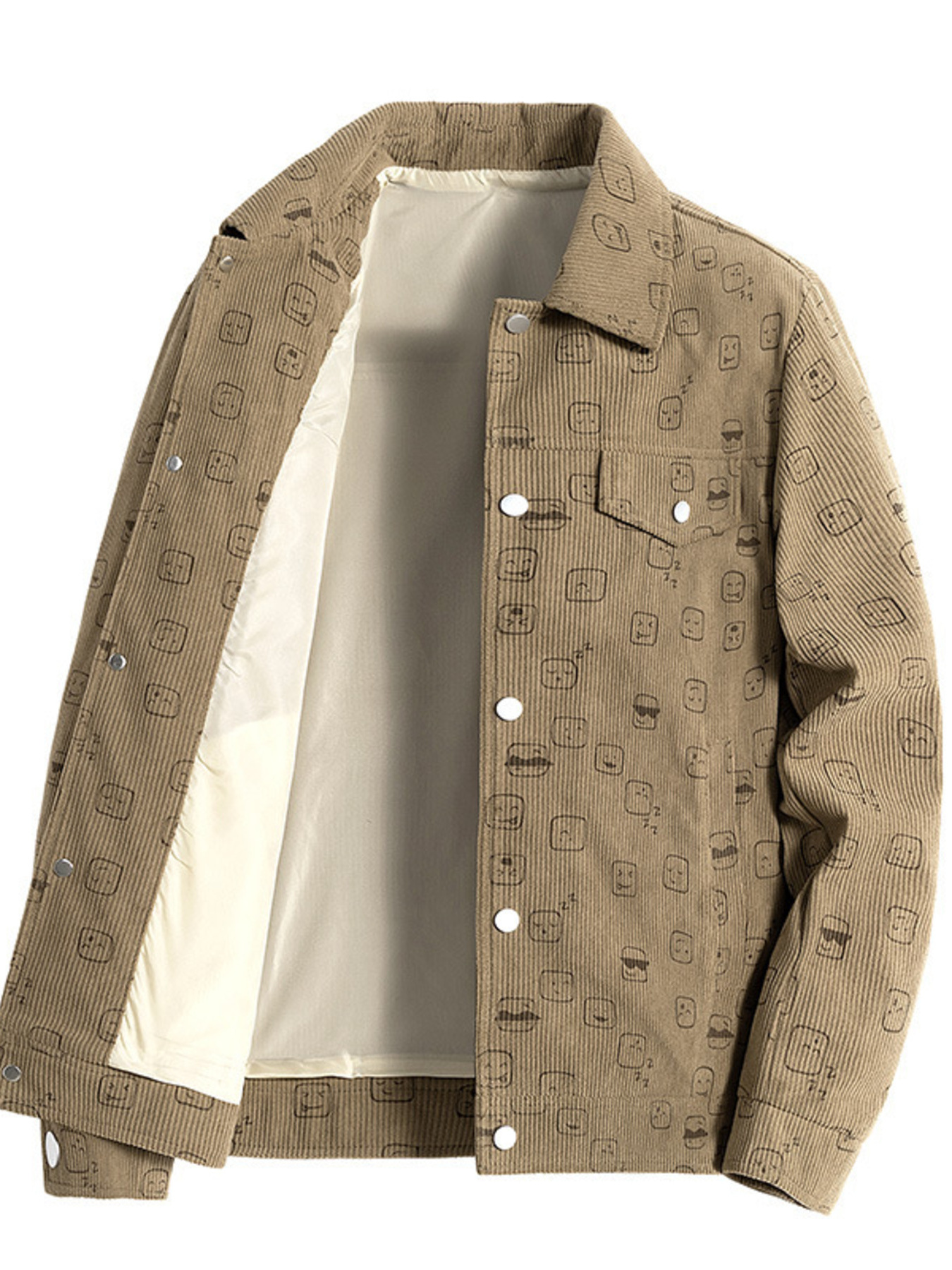Men's Plus Size Snap Down Corduroy Printed Casual Jacket