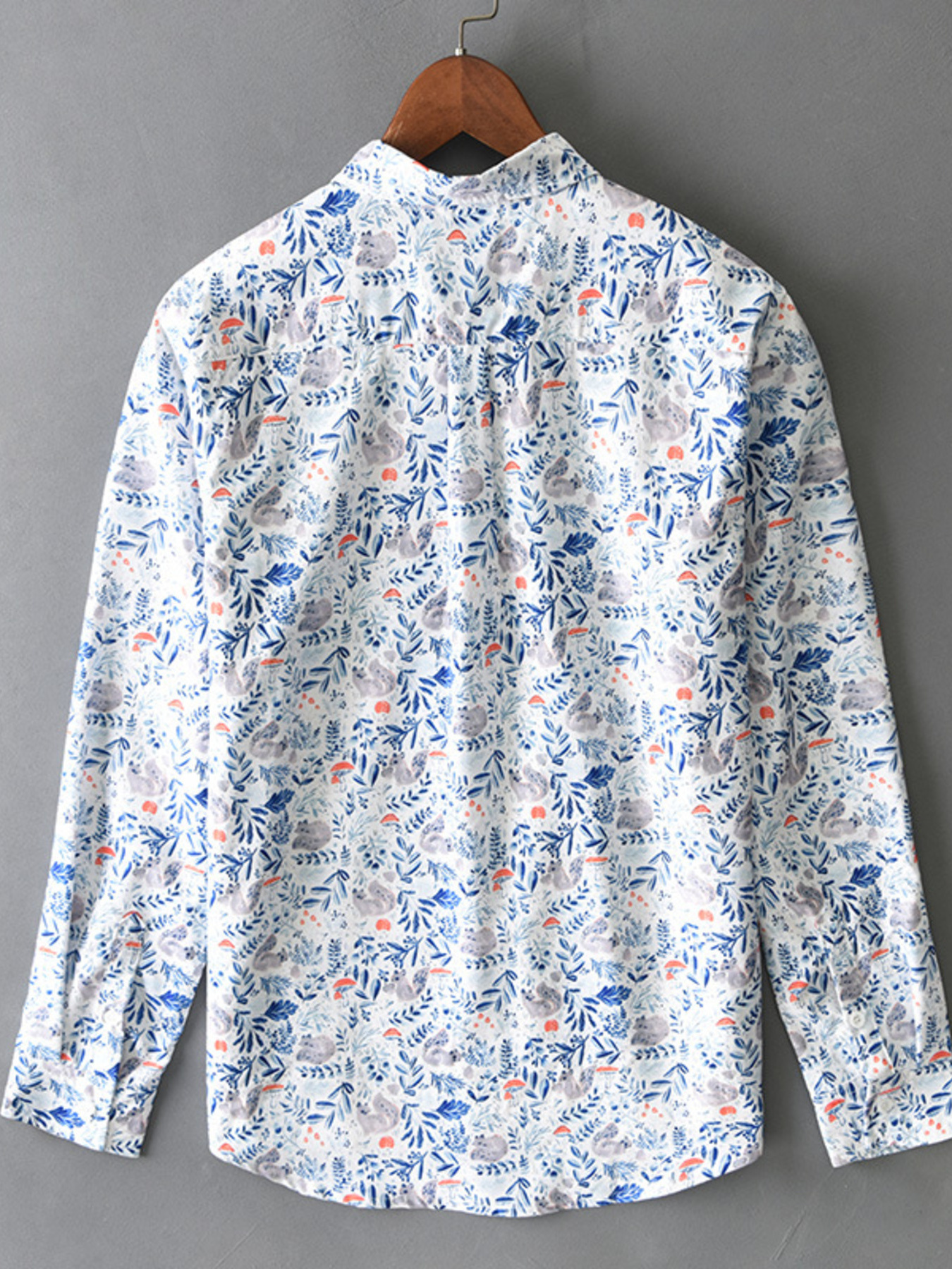 Men's Plus Size Printed Button Up Long Sleeve Shirt