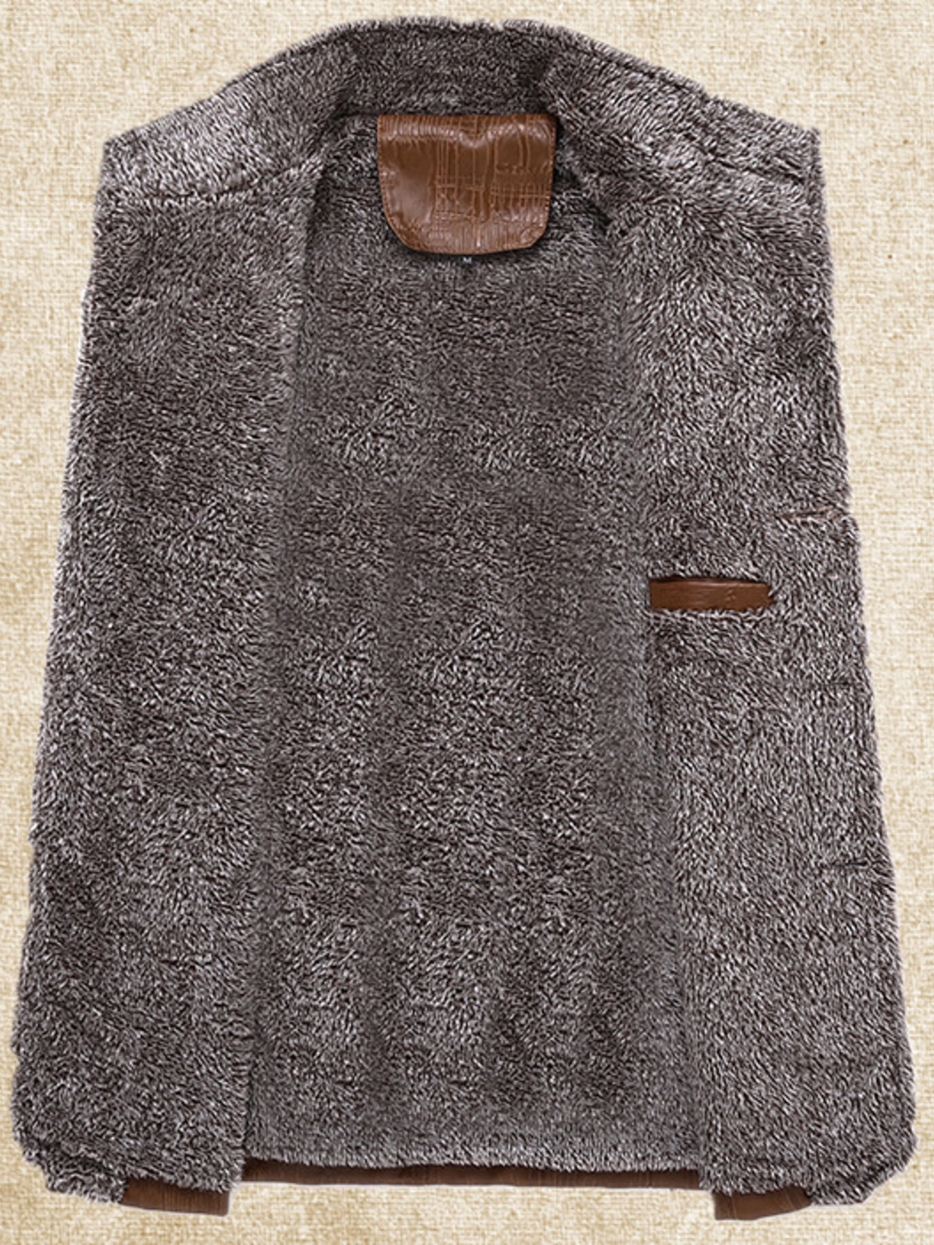 Men's Plus Size Button Up Fleece Lined Coat