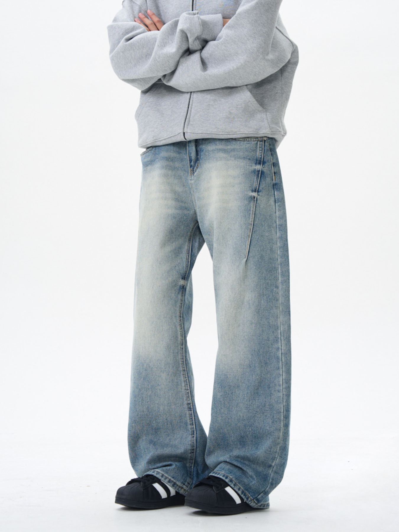 Men's Wash Wide Leg Jeans