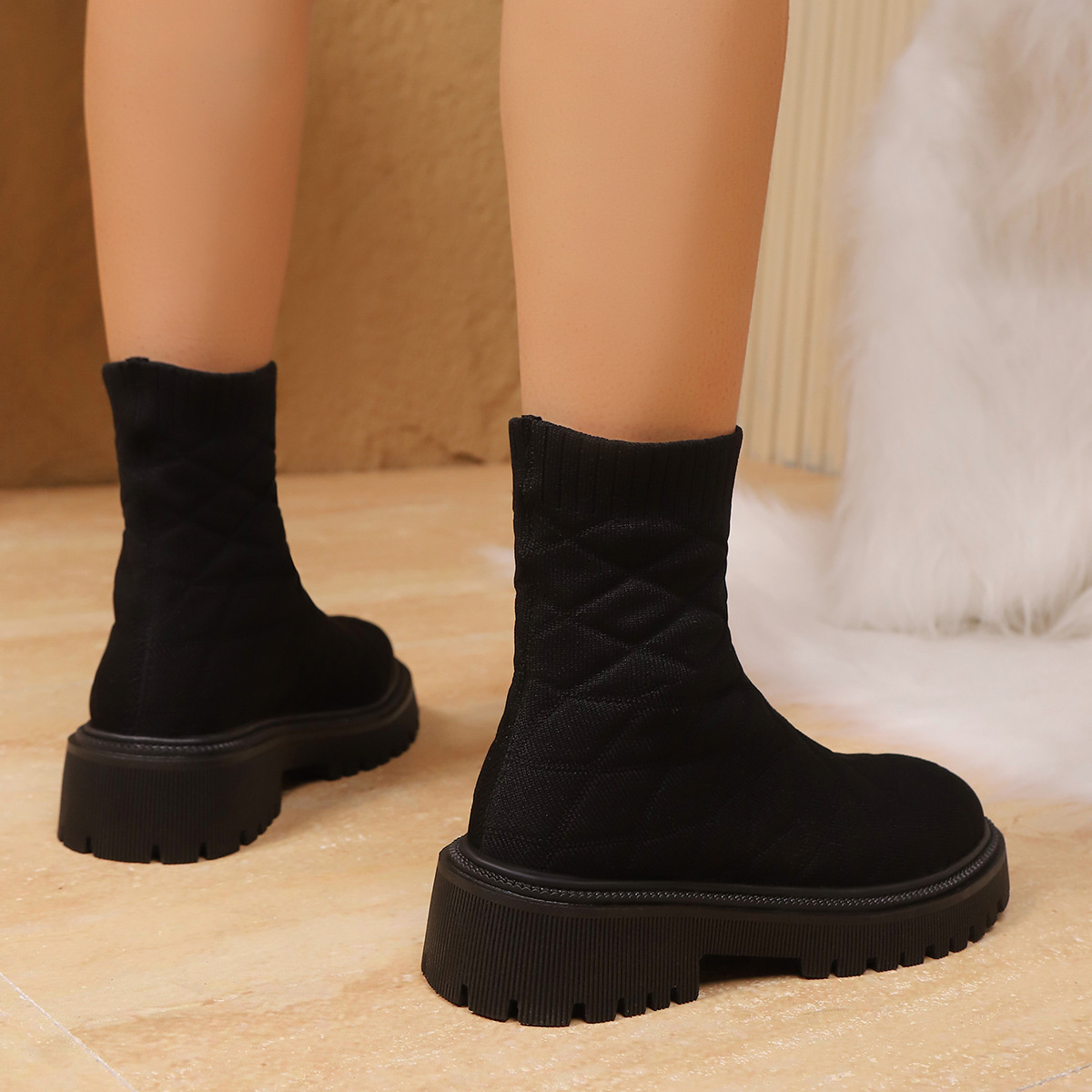 Round Toe Block Heels Boots