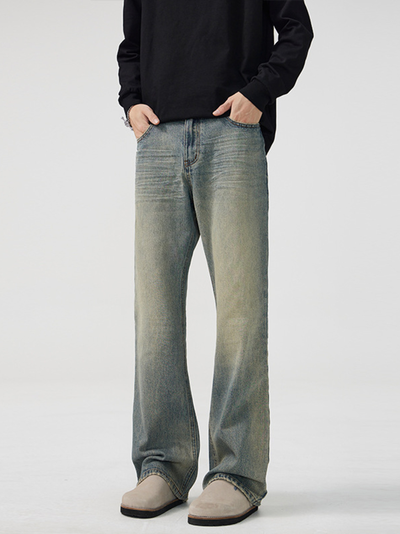 Men's Full Size Wash Wide Leg Bootcut Jeans Plus Size