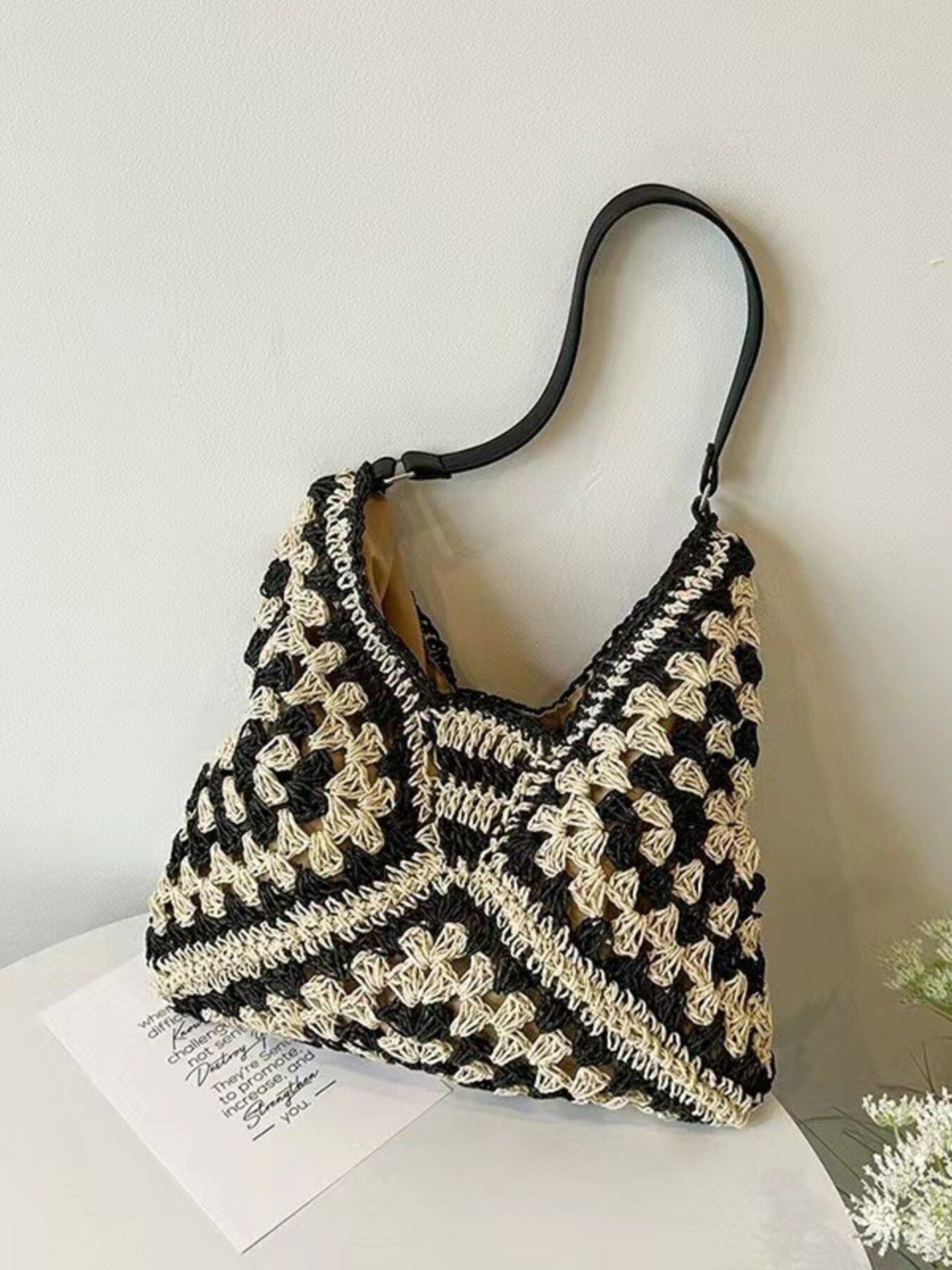 Crochet Two-Tone Shoulder Bag