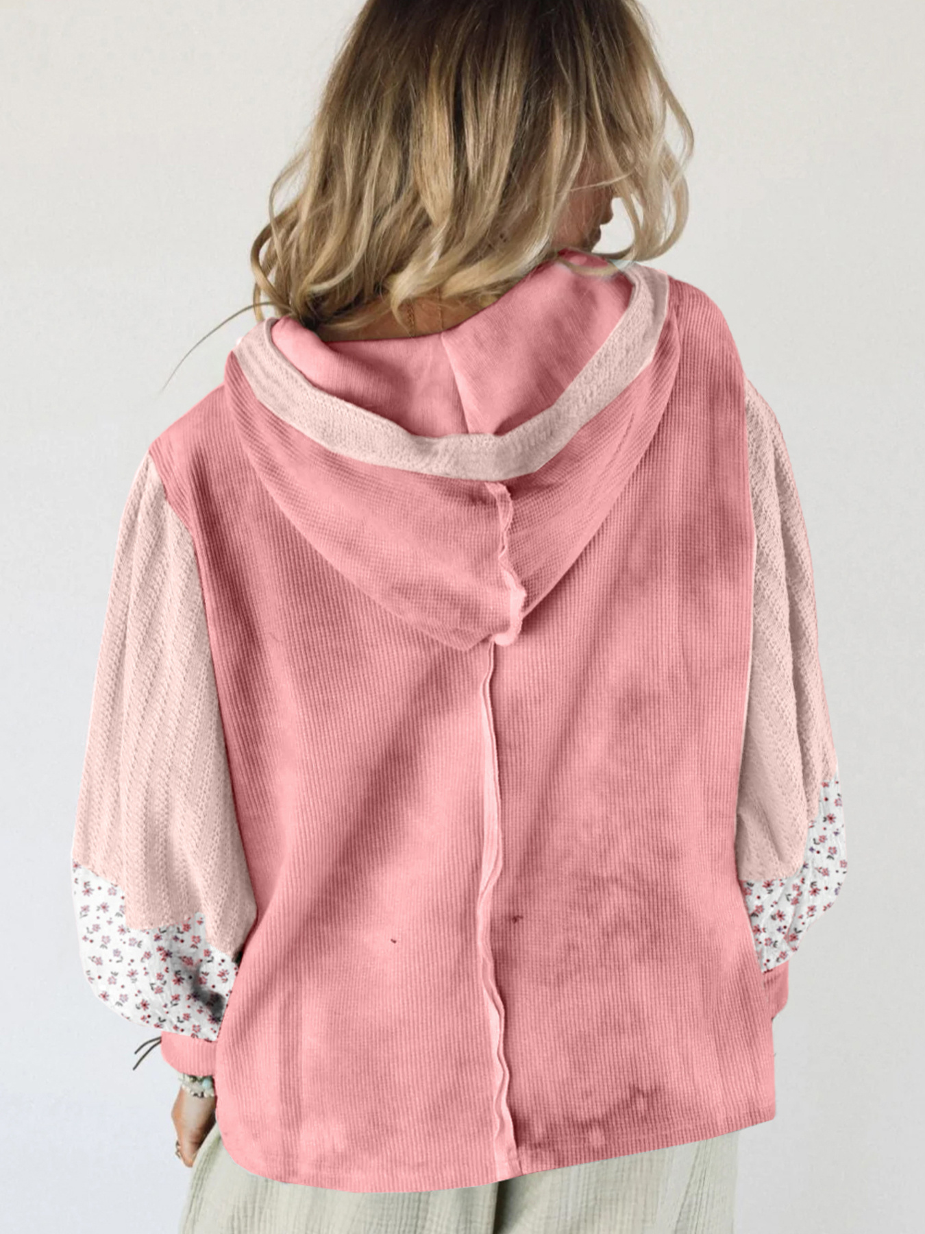 Floral Patch V-Neck Sweatshirt