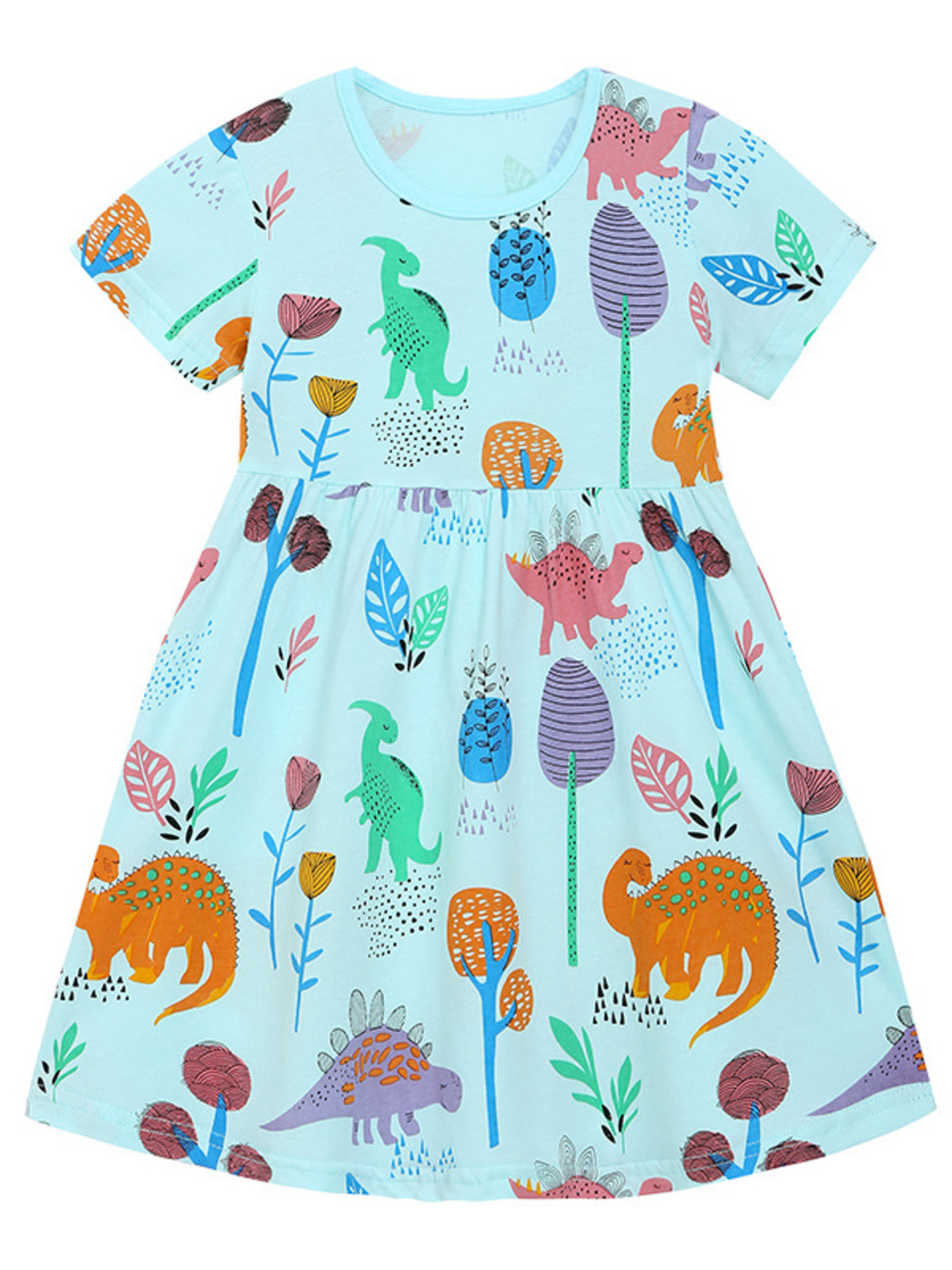 Children's Dinosaur Print A-Line Dress 2