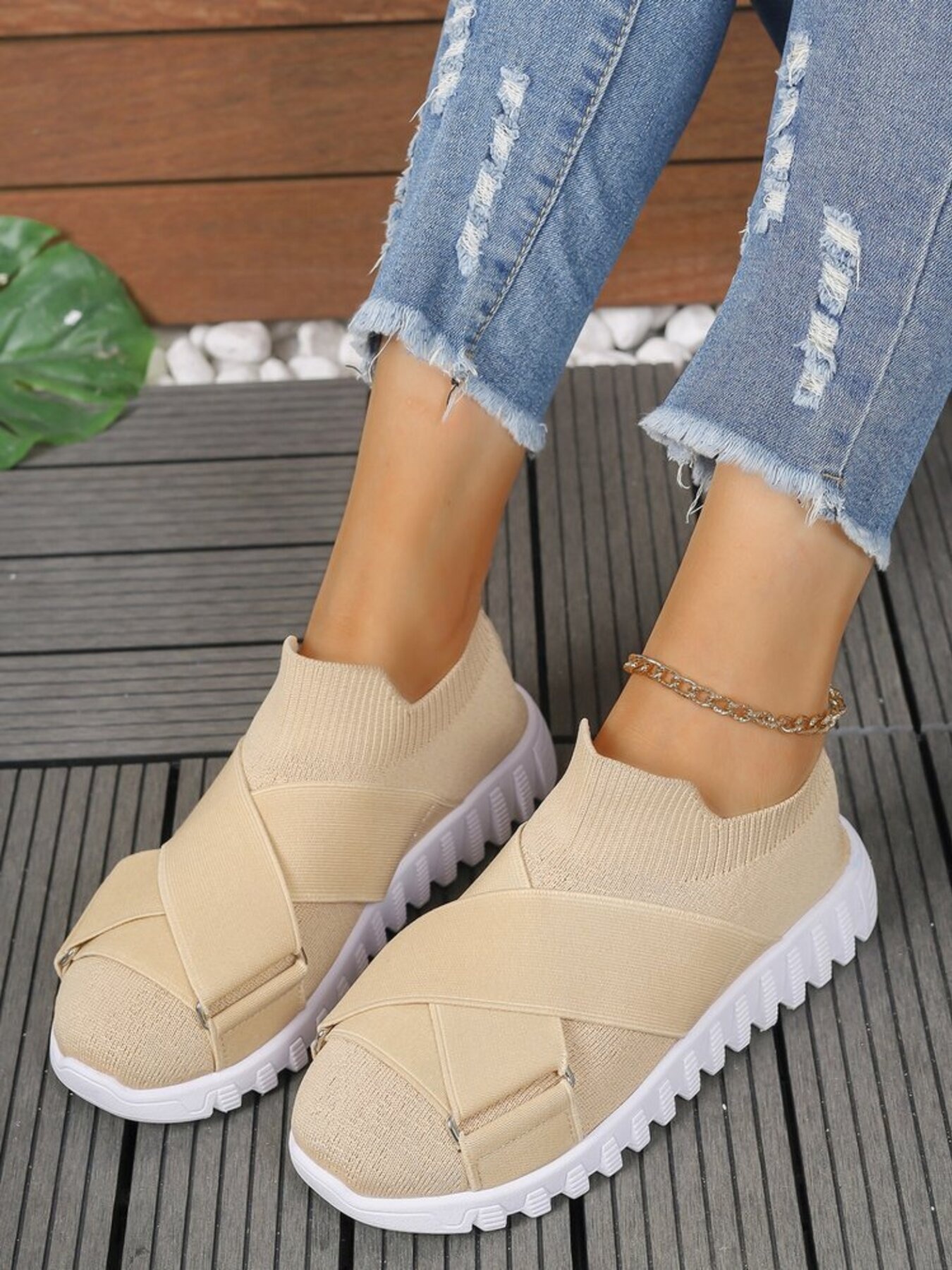 Crossover Strap Mesh Slip-Ons