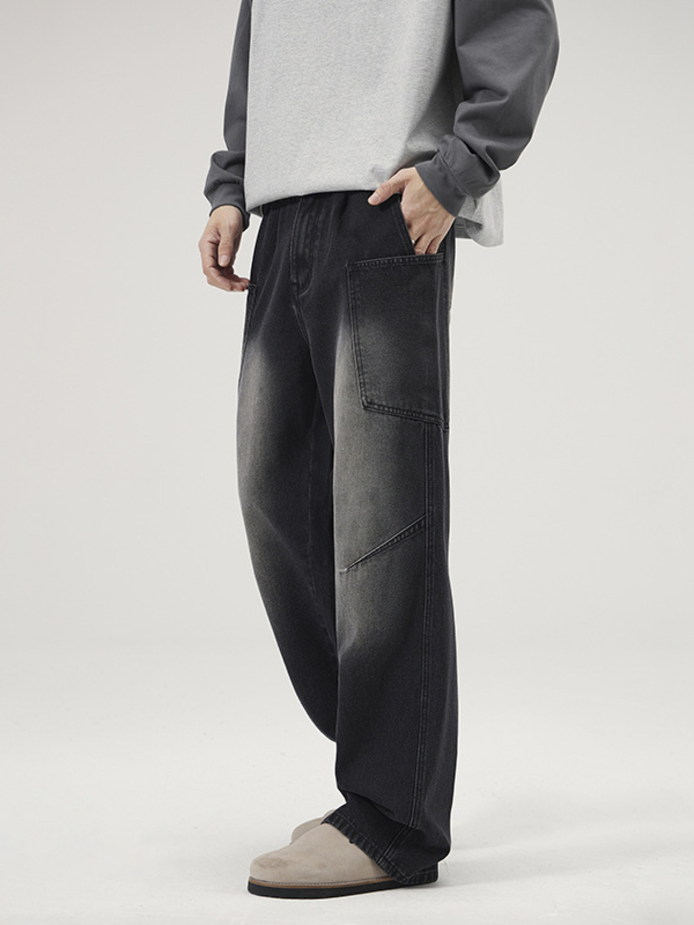 Men's Full Size Washed Wide Leg Baggy Jeans Plus Size