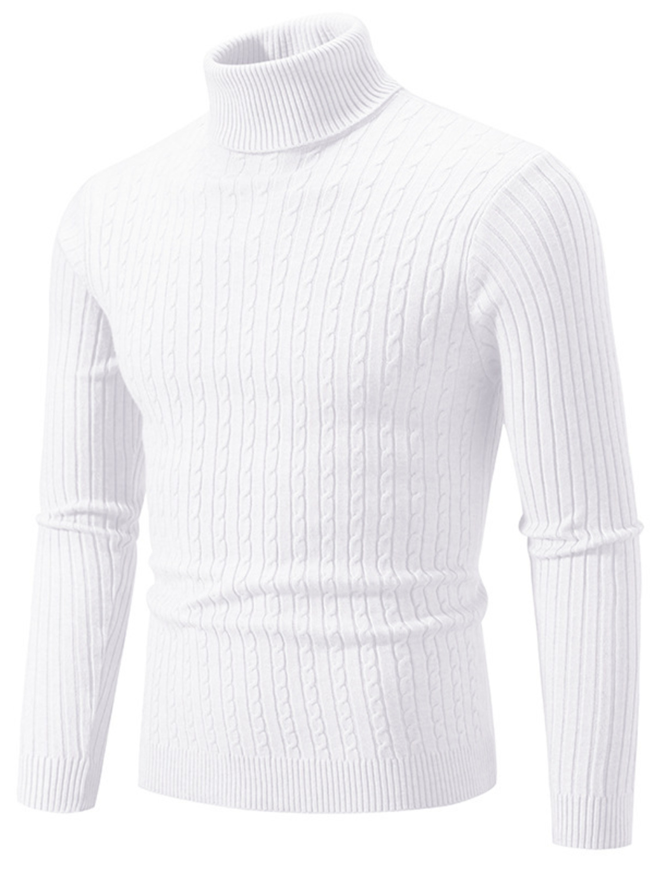 Men's Plus Size Ribbed Turtleneck Long Sleeve Sweater