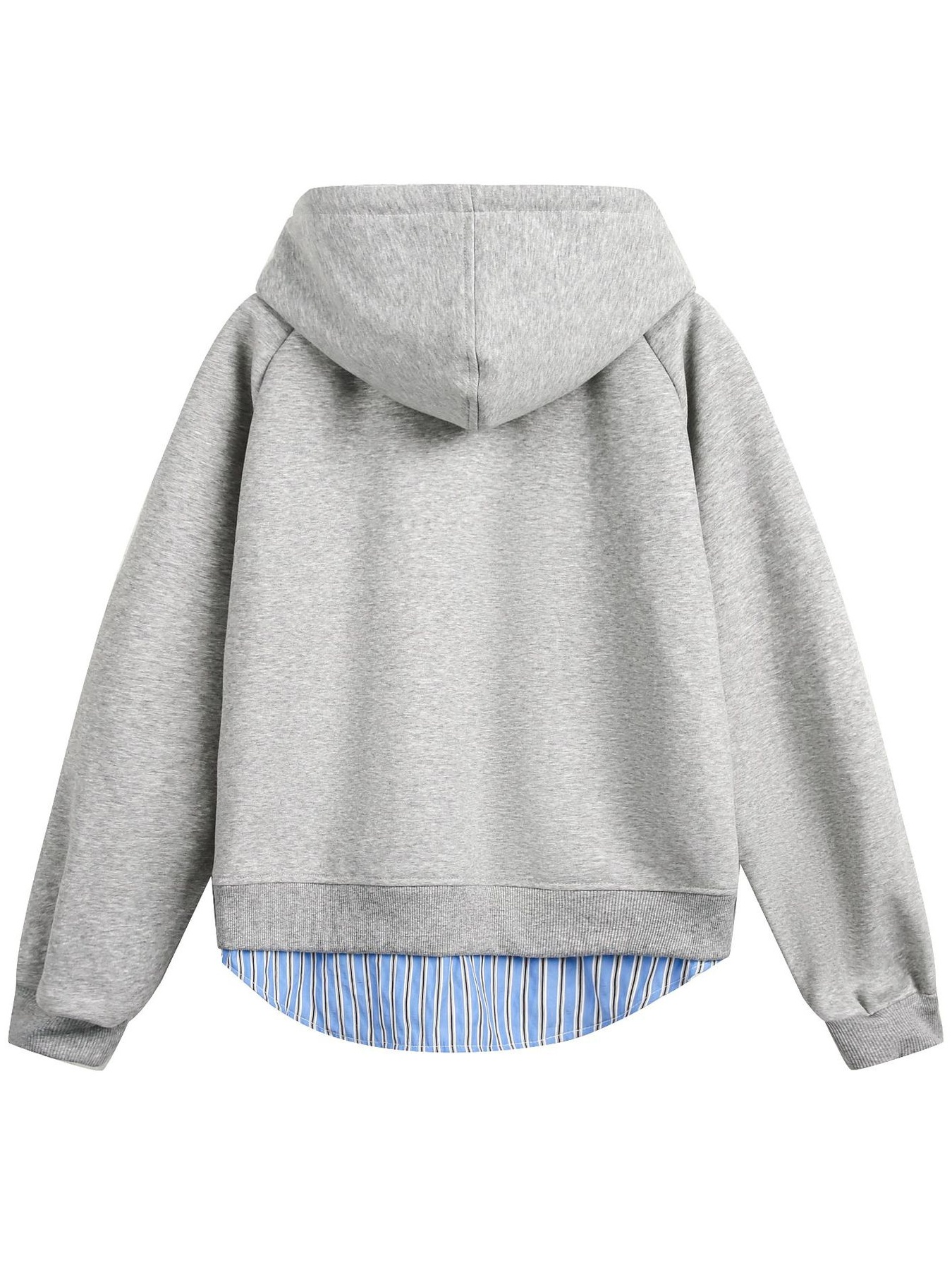 Men's Layered Striped Hem Zip-Up Hoodie