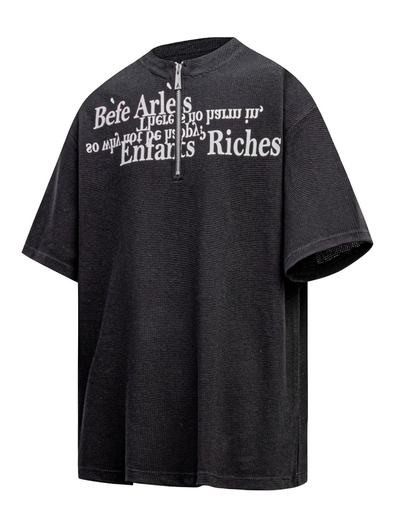 Men's Letter Quarter Zip Short Sleeve T-Shirt