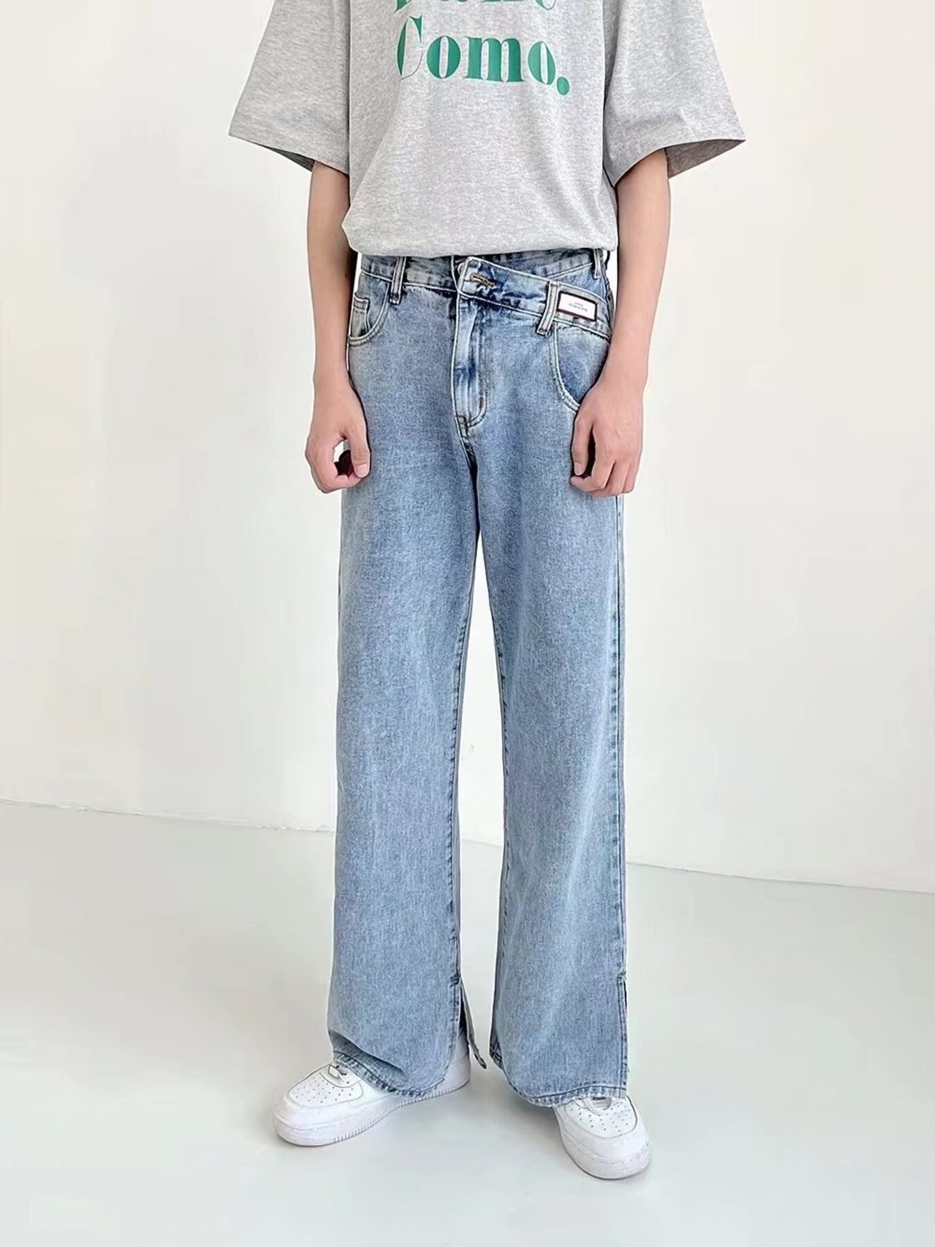 Men's Plus Size Side Slit Loose Fit Jeans