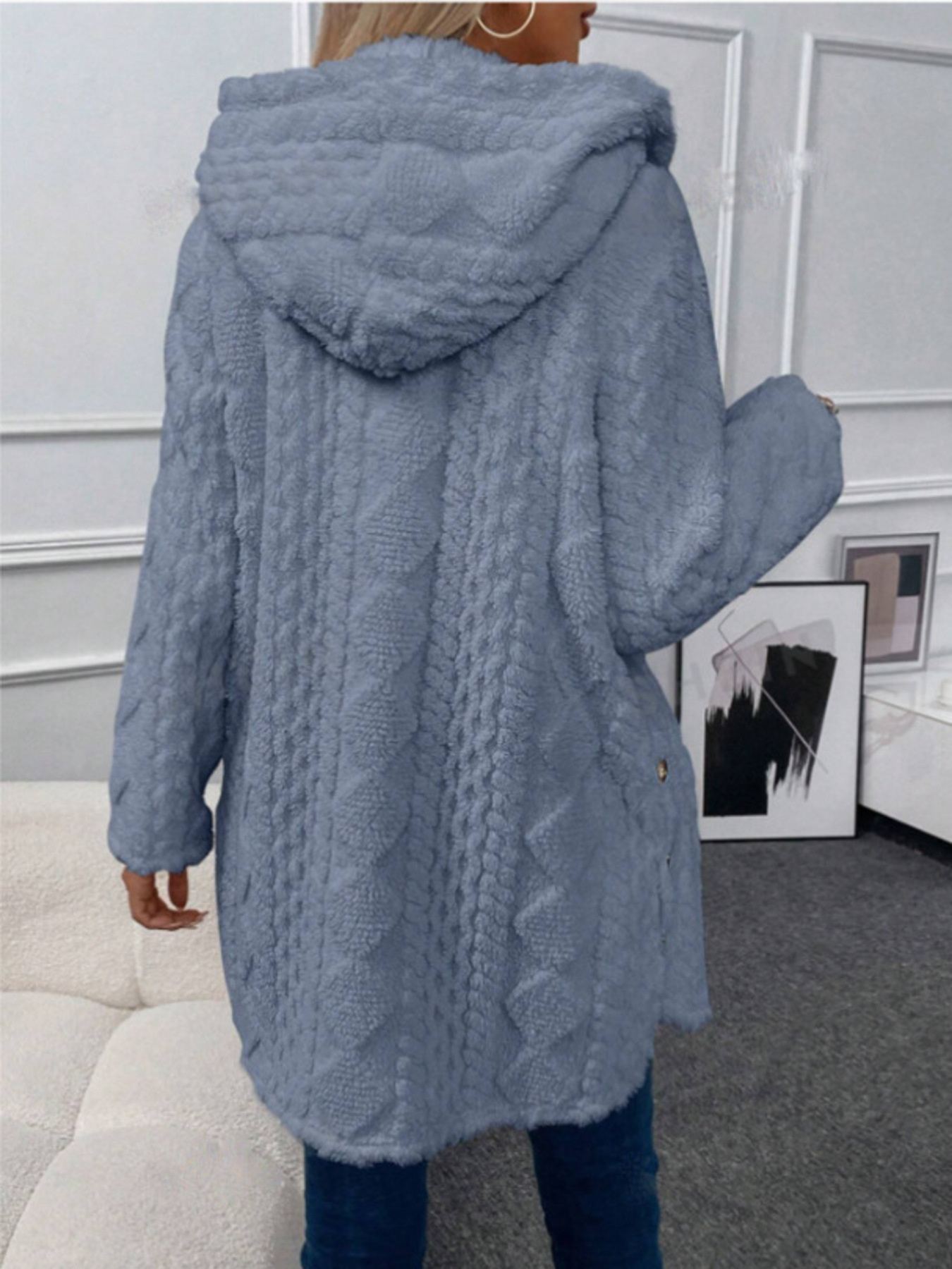 Hooded Button-Down Fleece Outerwear