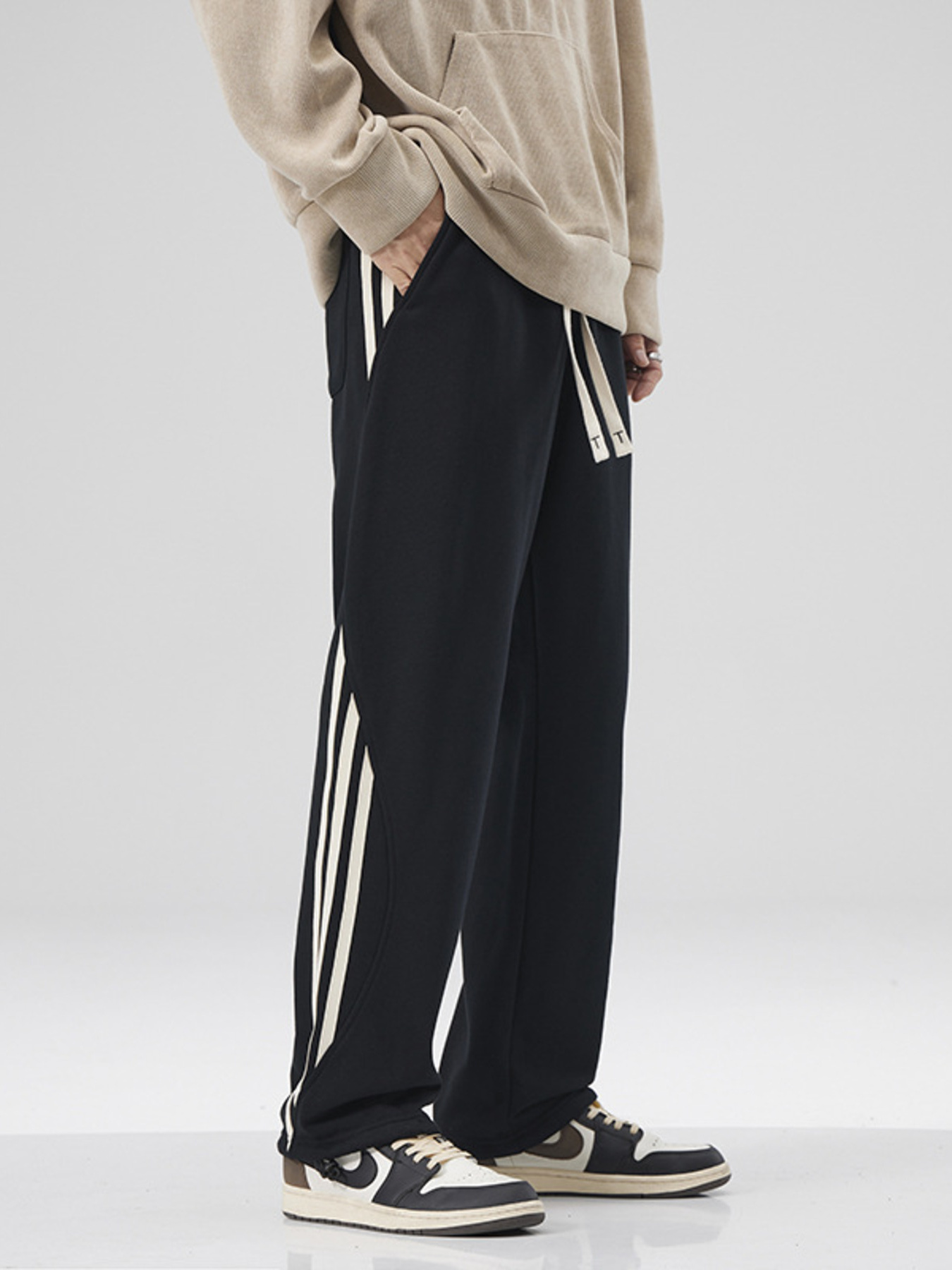 Men's Plus Size Casual Drawstring Side Stripe Pants