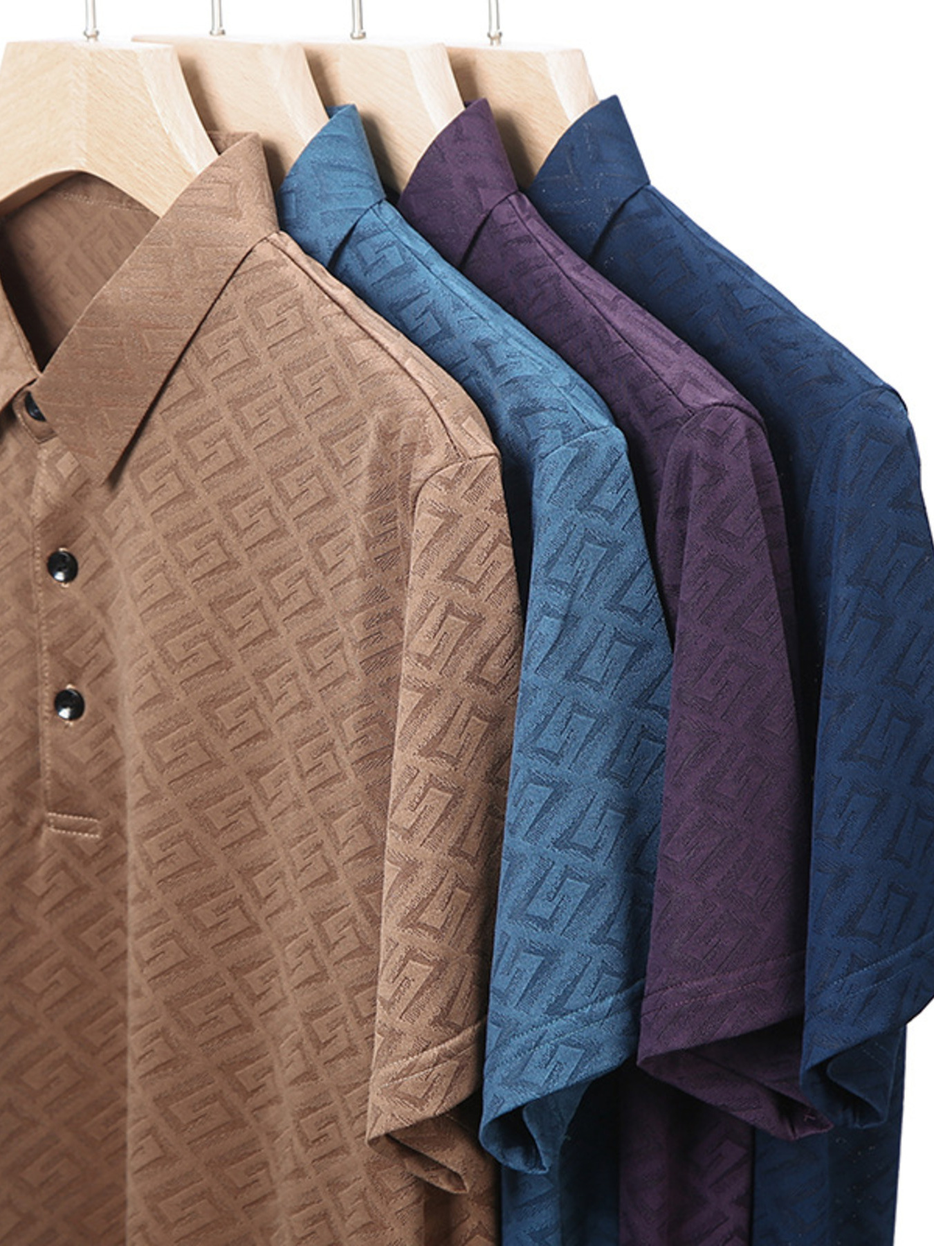 Men's Plus Size Geometric Pattern Short Sleeve Polo