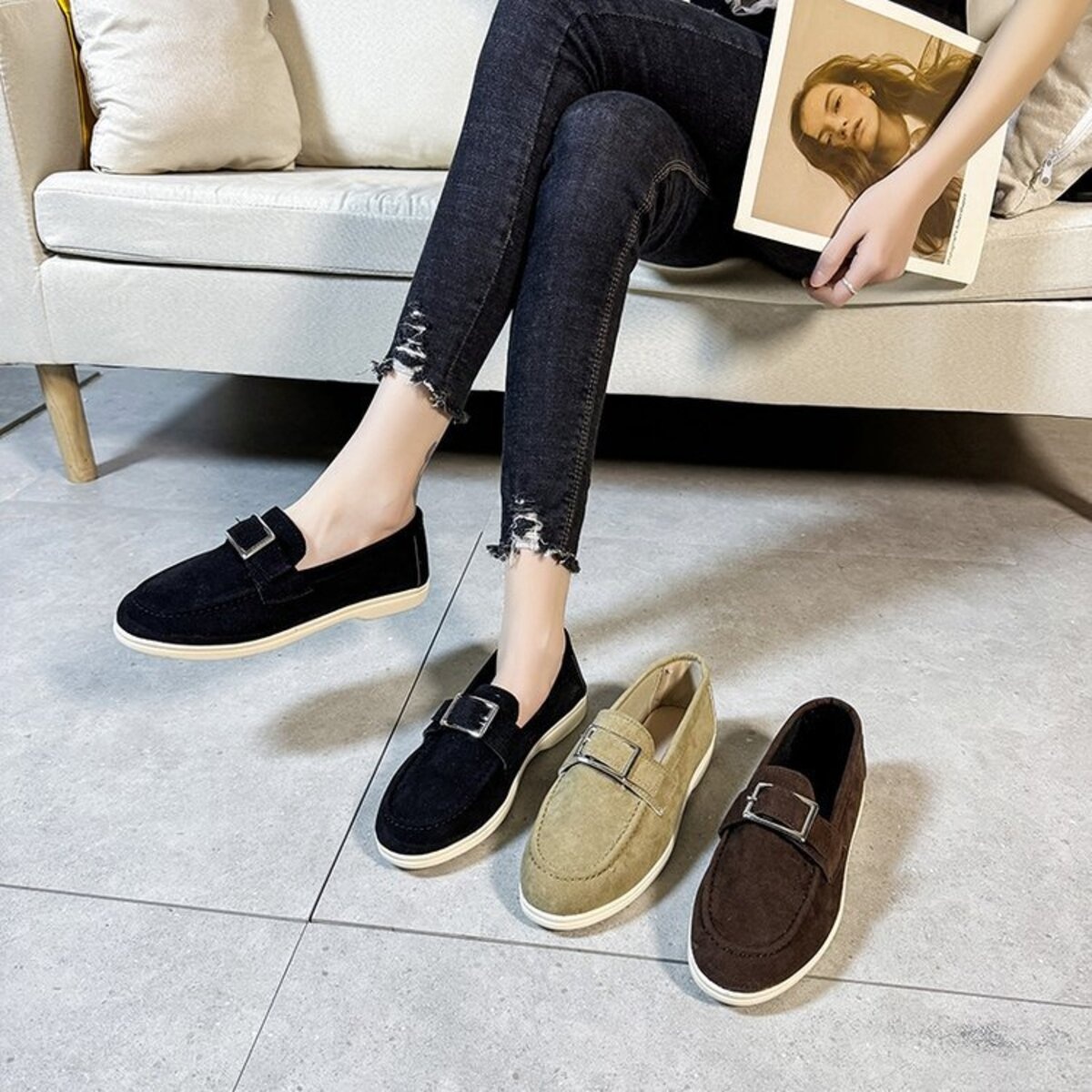 Round Toe Flats Slip-Ons
