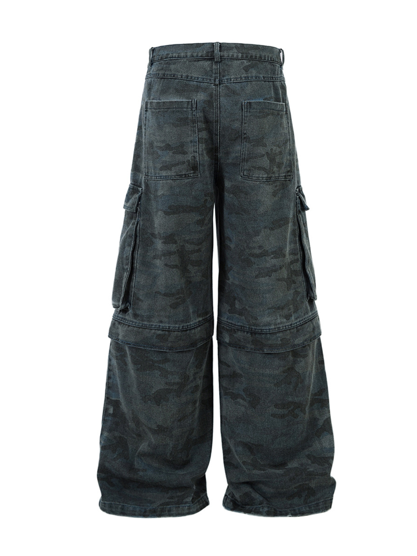 Men's Wide Leg Cargo Camouflage Pants with Multi Pockets