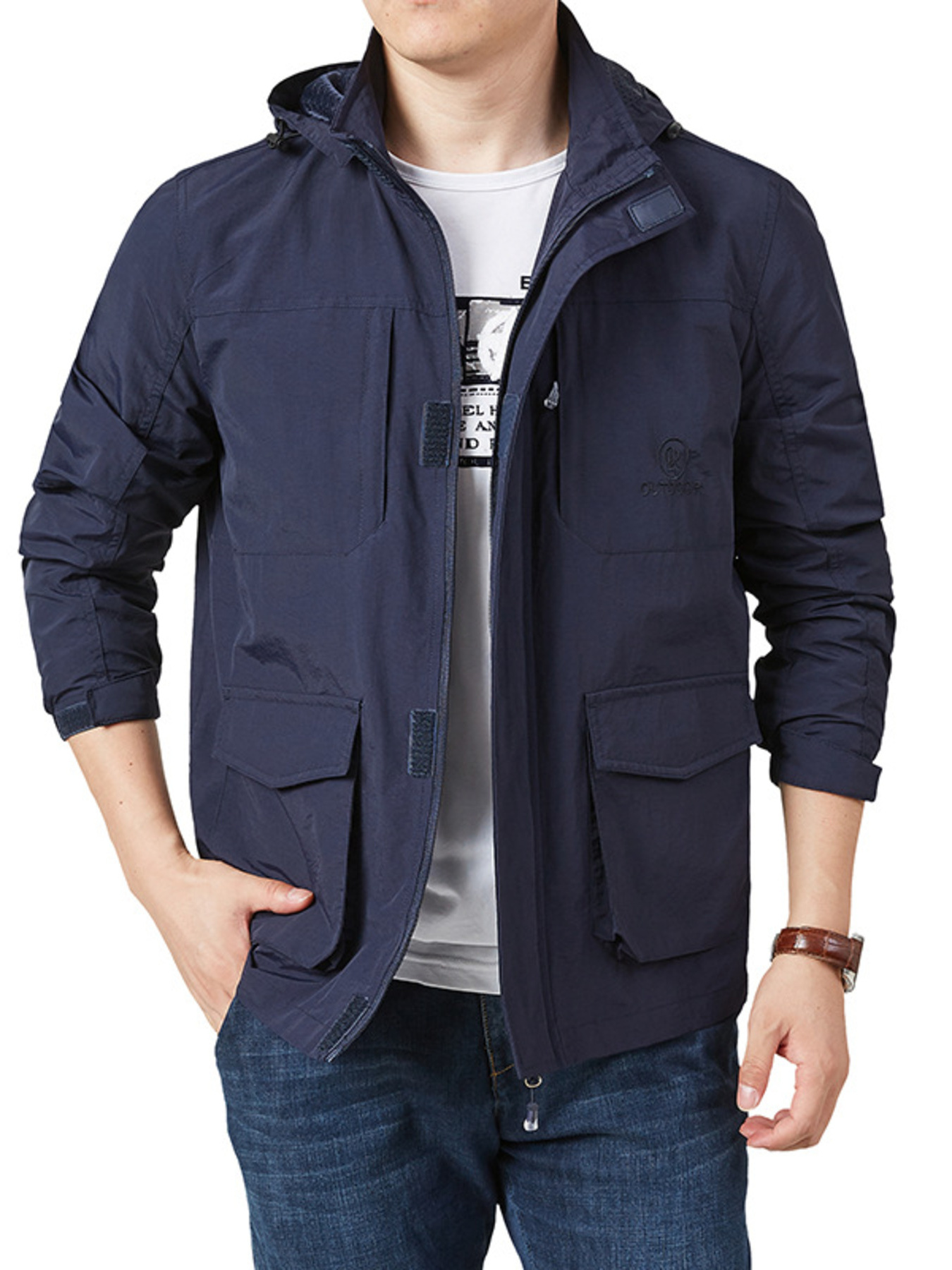 Men's Plus Size Lightweight Hooded Jacket