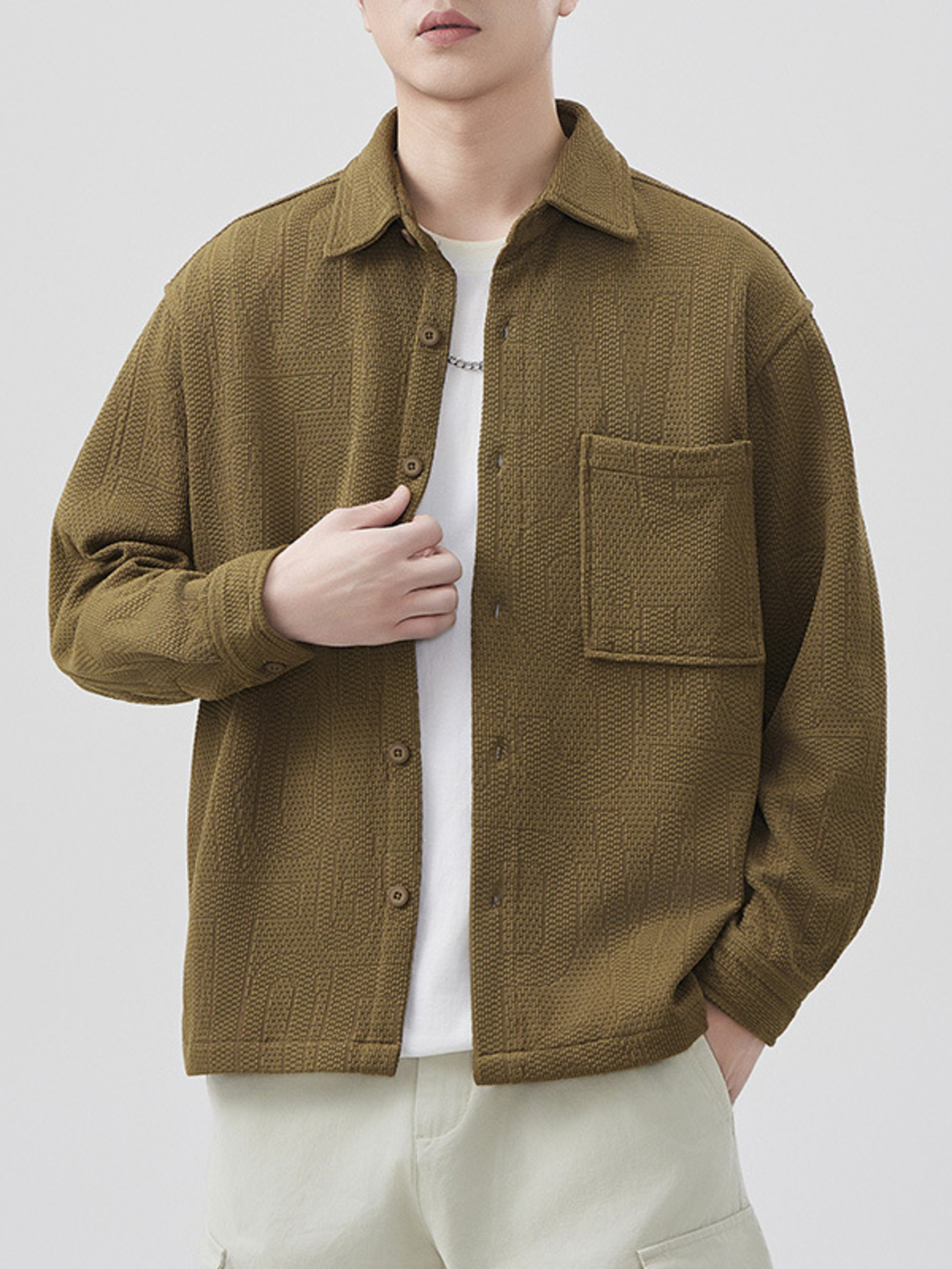 Men's Plus Size Button Up Long Sleeve Shirt