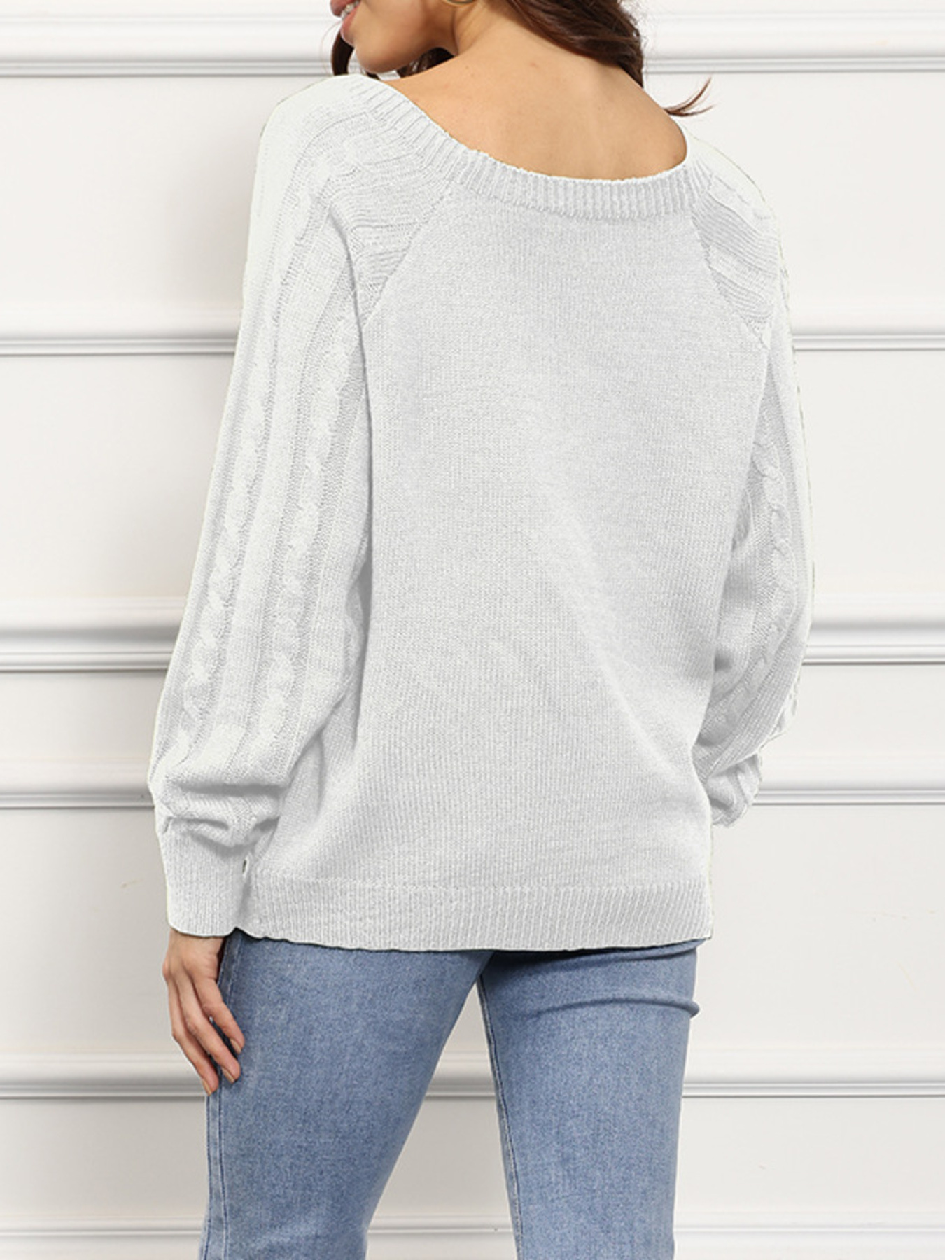 Cable Knit Boat Neck Sweater