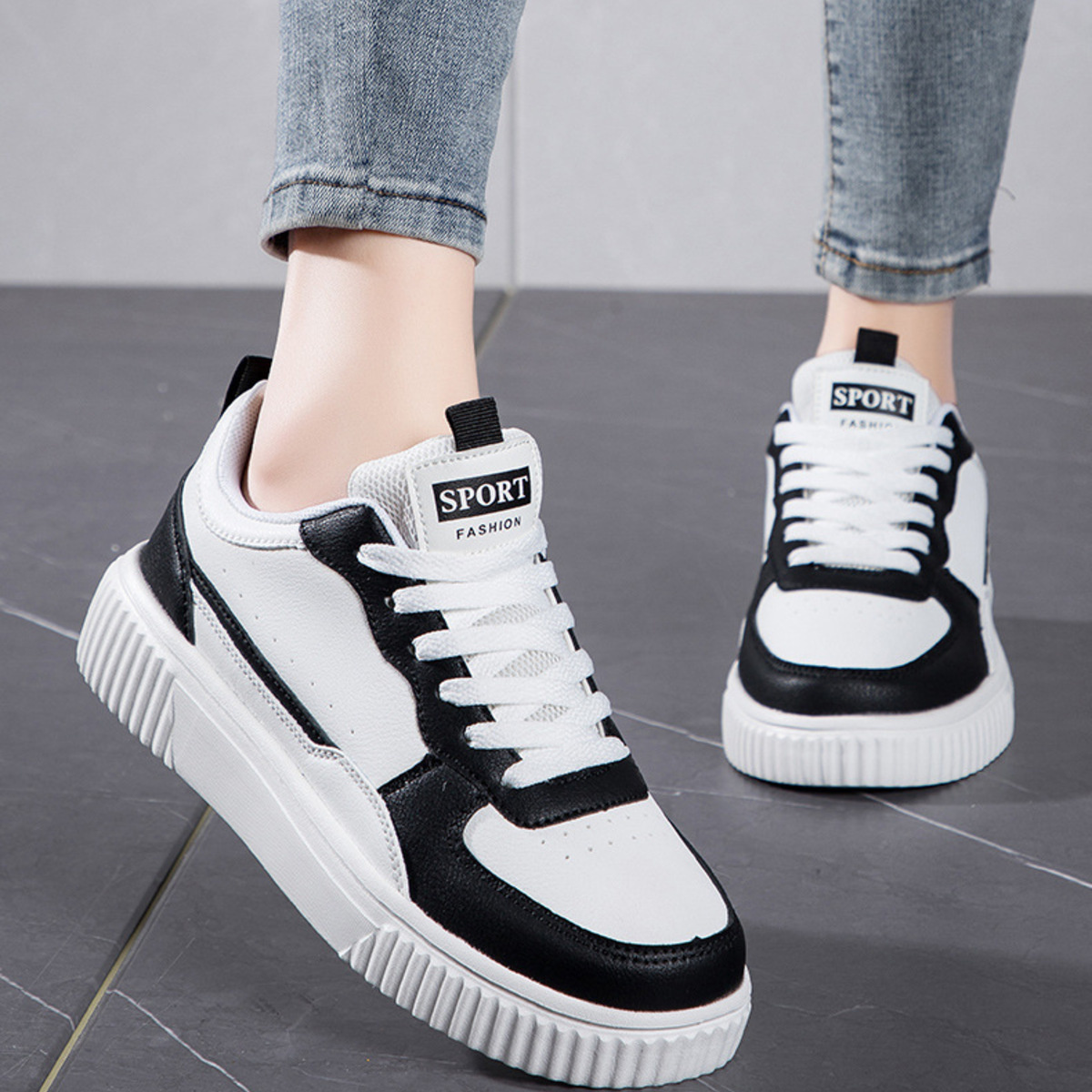 Lace Up Contrast Platform Sneakers