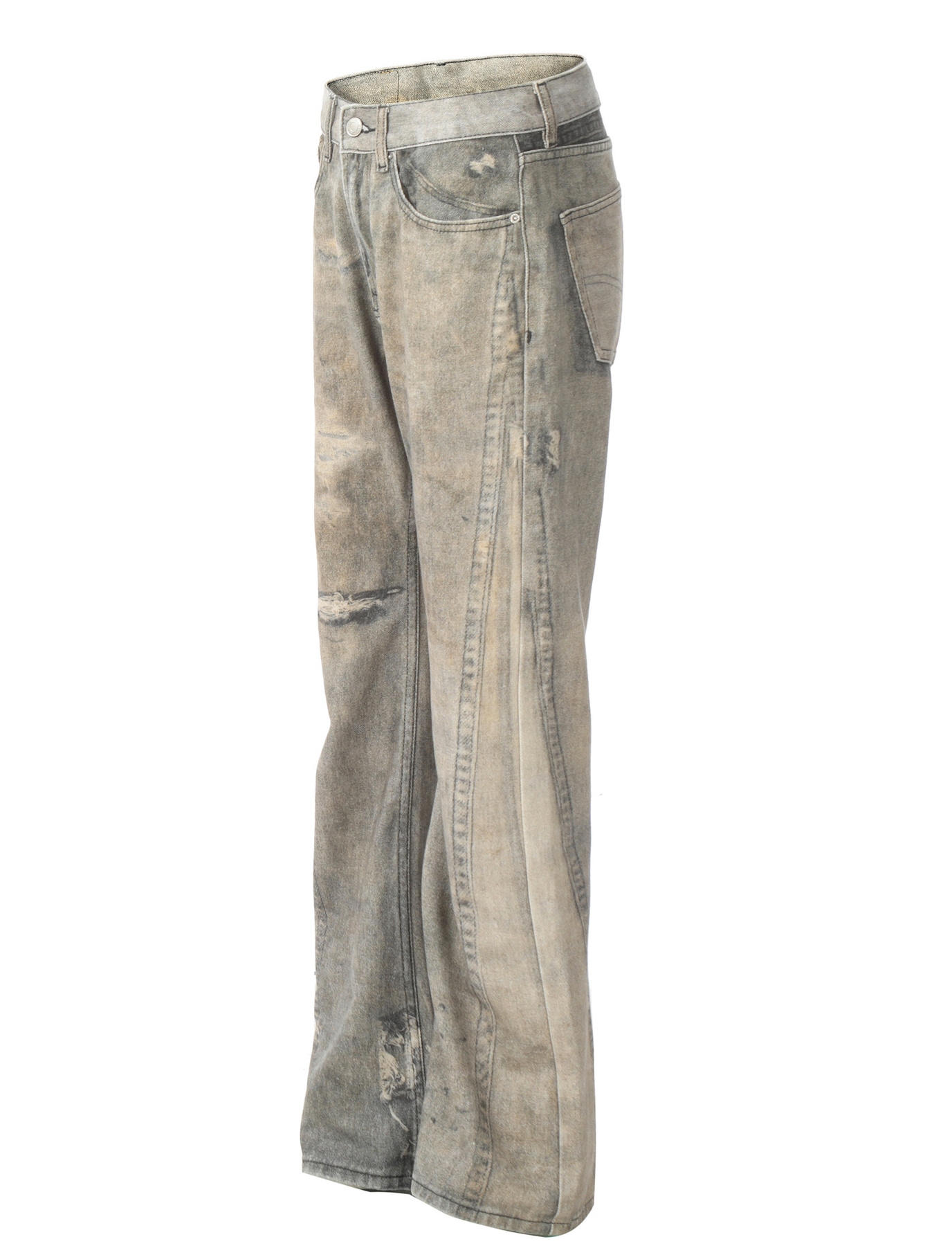 Men's Vintage Washed Wide-Leg Denim Jeans