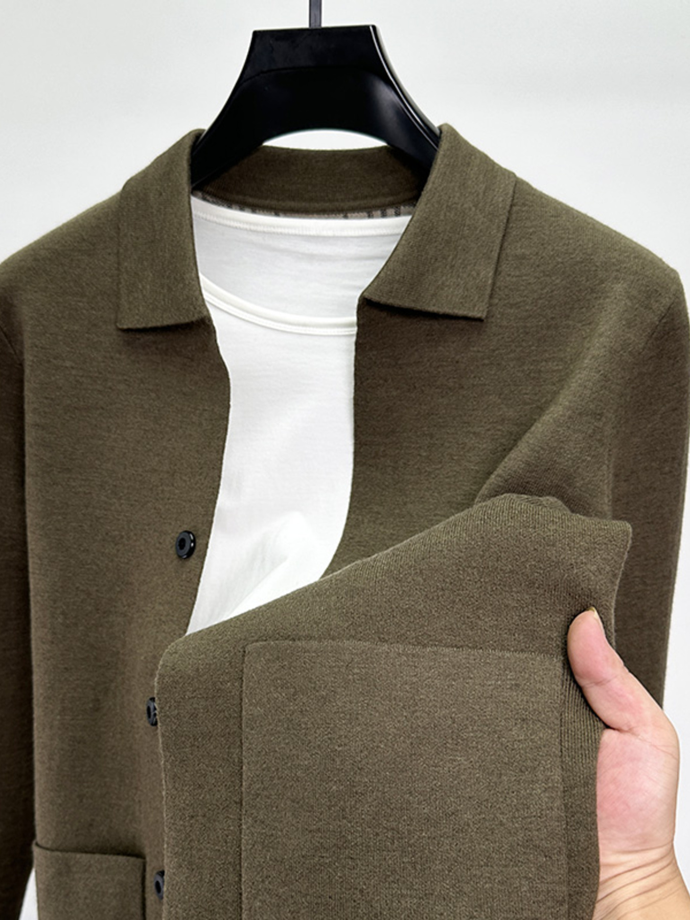 Men's Plus Size Button-Up Cardigan with Pockets