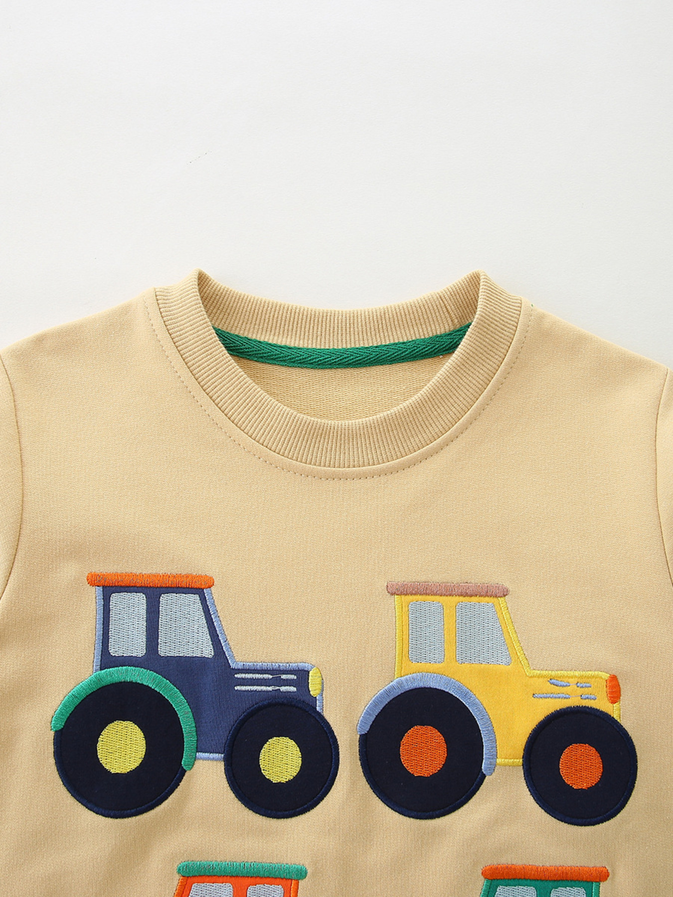 Children's Tractor Embroidered Crew Neck Sweatshirt