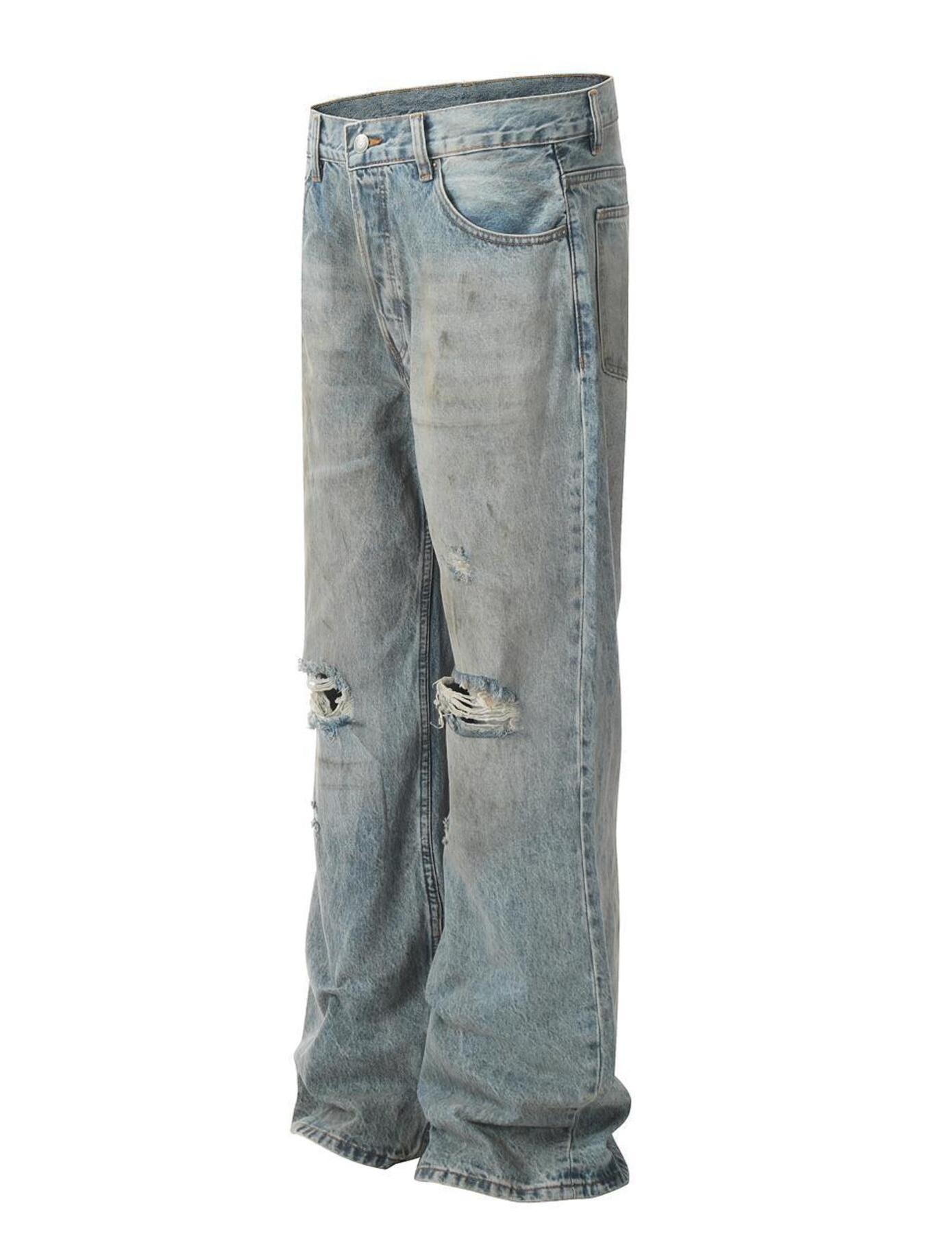 Men's Distressed Wide Leg Jeans