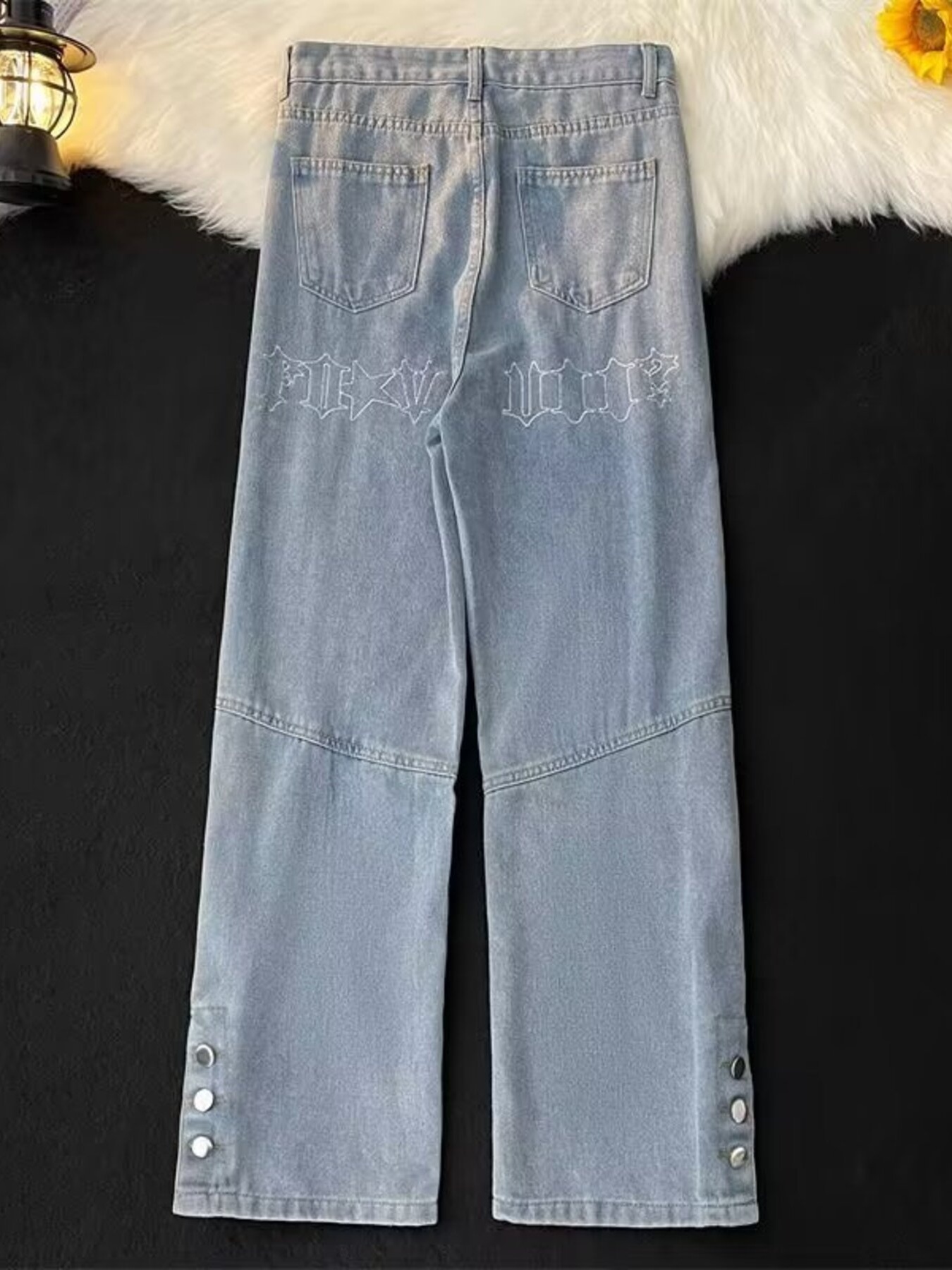Men's Full Size Distressed Wide Leg Jeans Plus Size