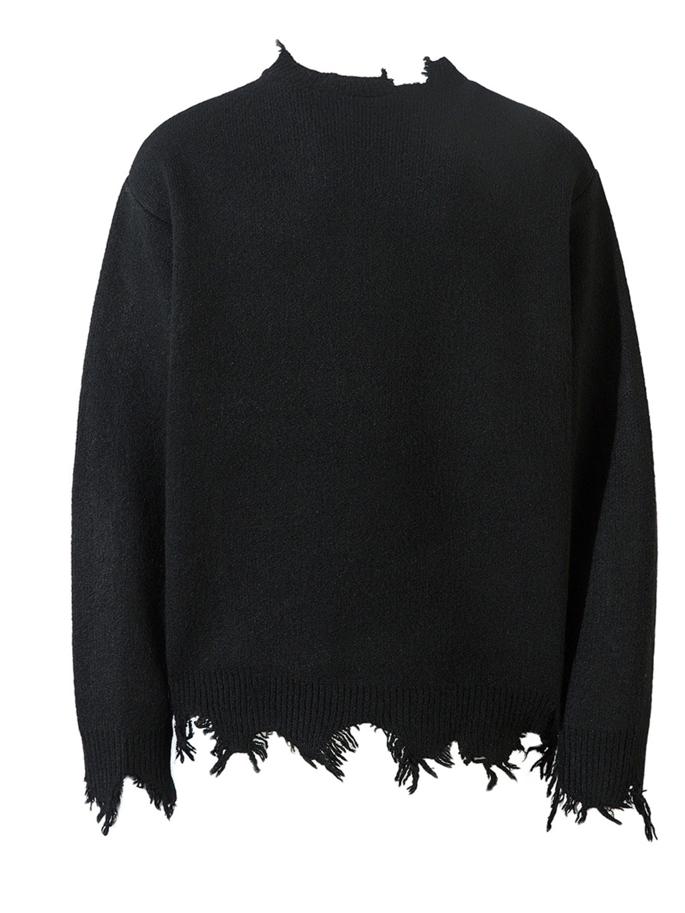 Men's Distressed Hem Half-Zip Sweater