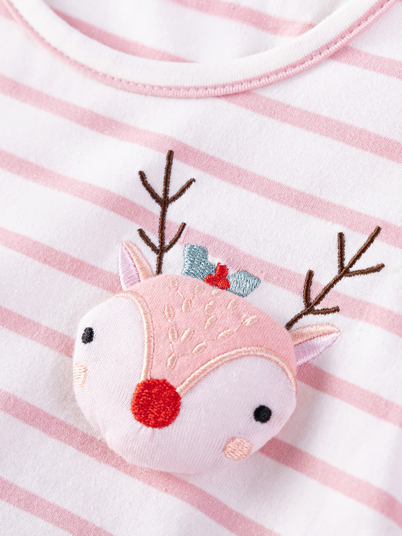 Children's Striped Tulle Dress with Reindeer Applique 4