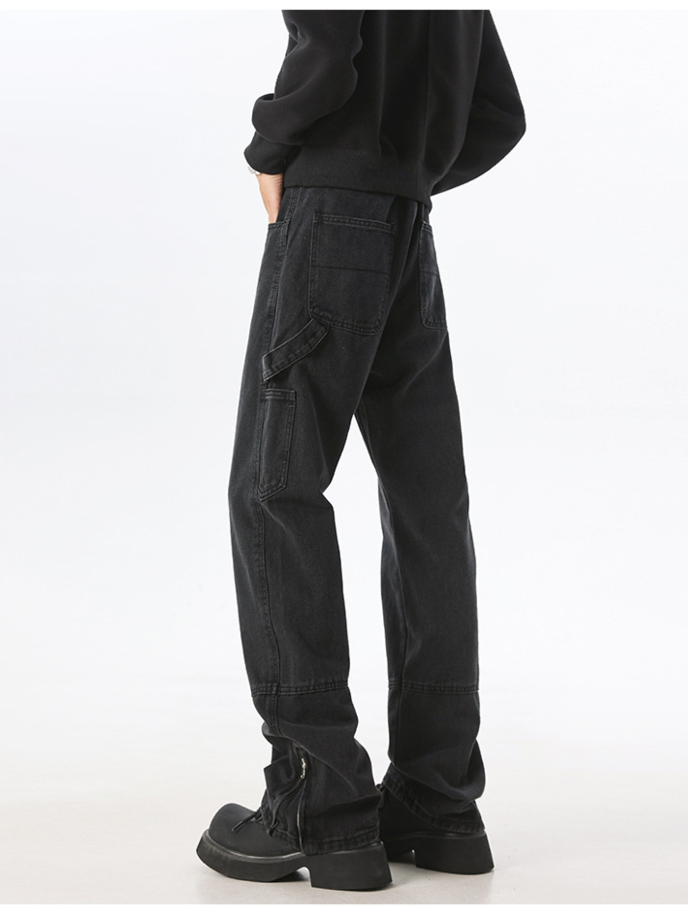 Men's Washed Wide Leg Jeans