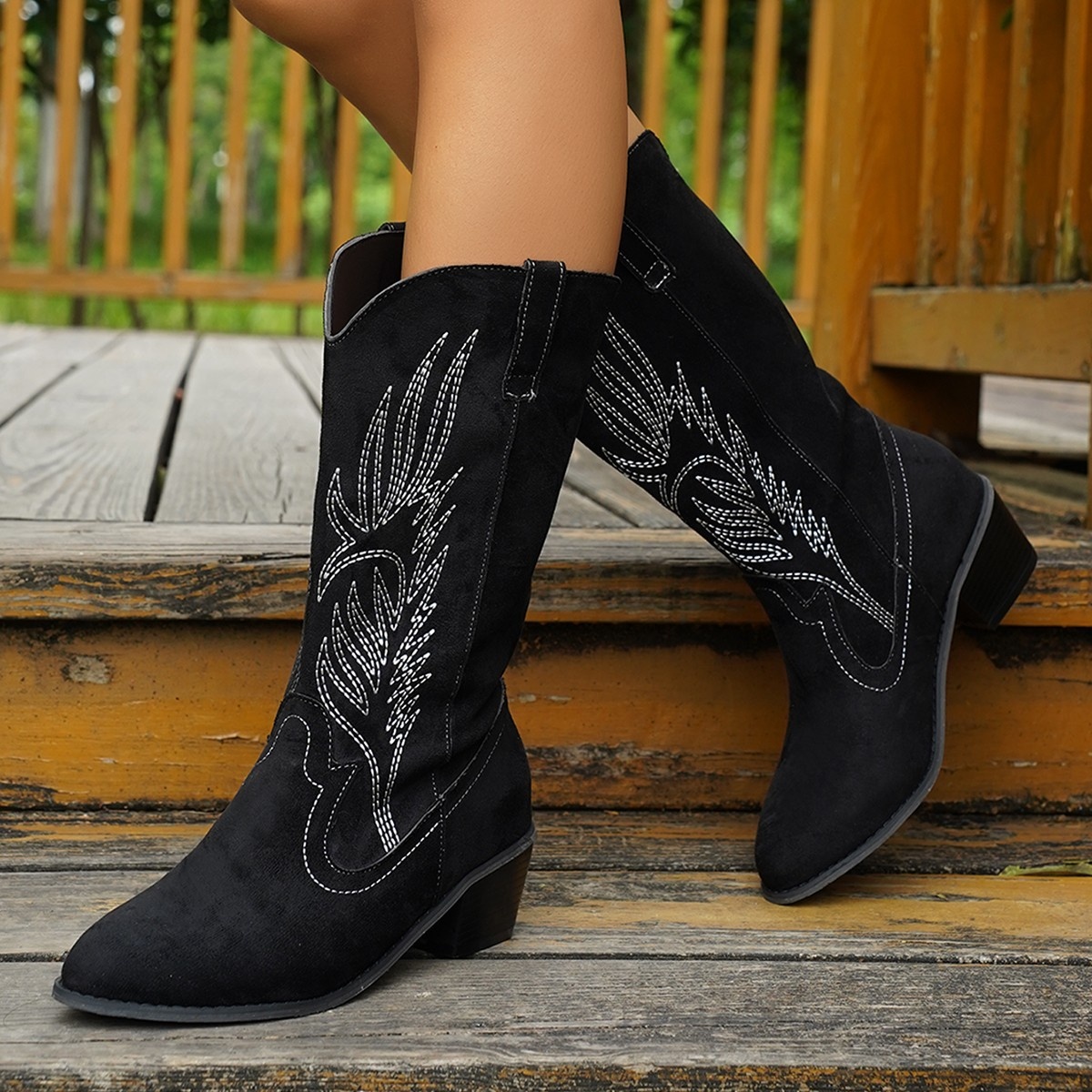 Point Toe Block Heels Boots