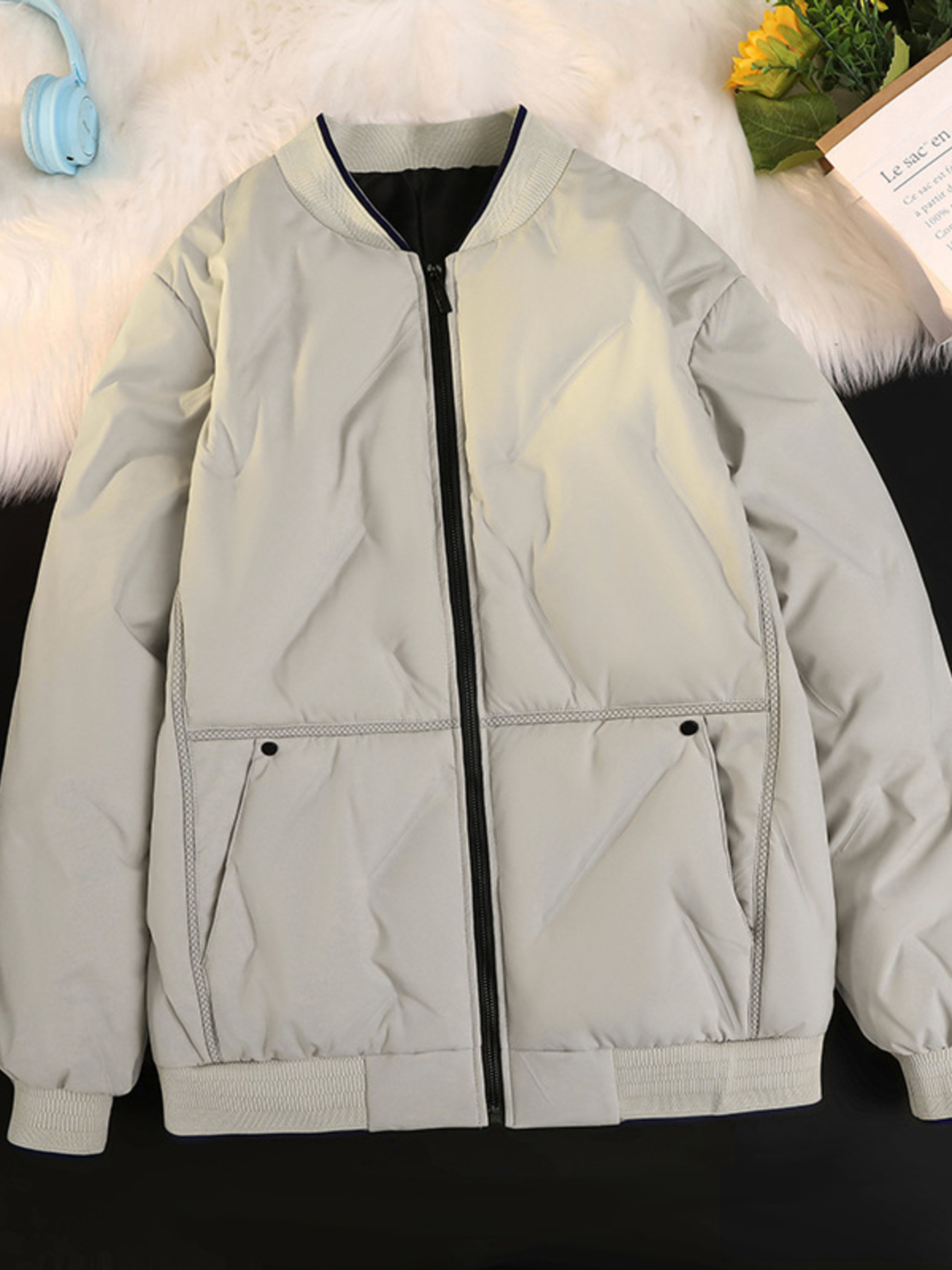 Men's Plus Size Quilted Zip Up Jacket