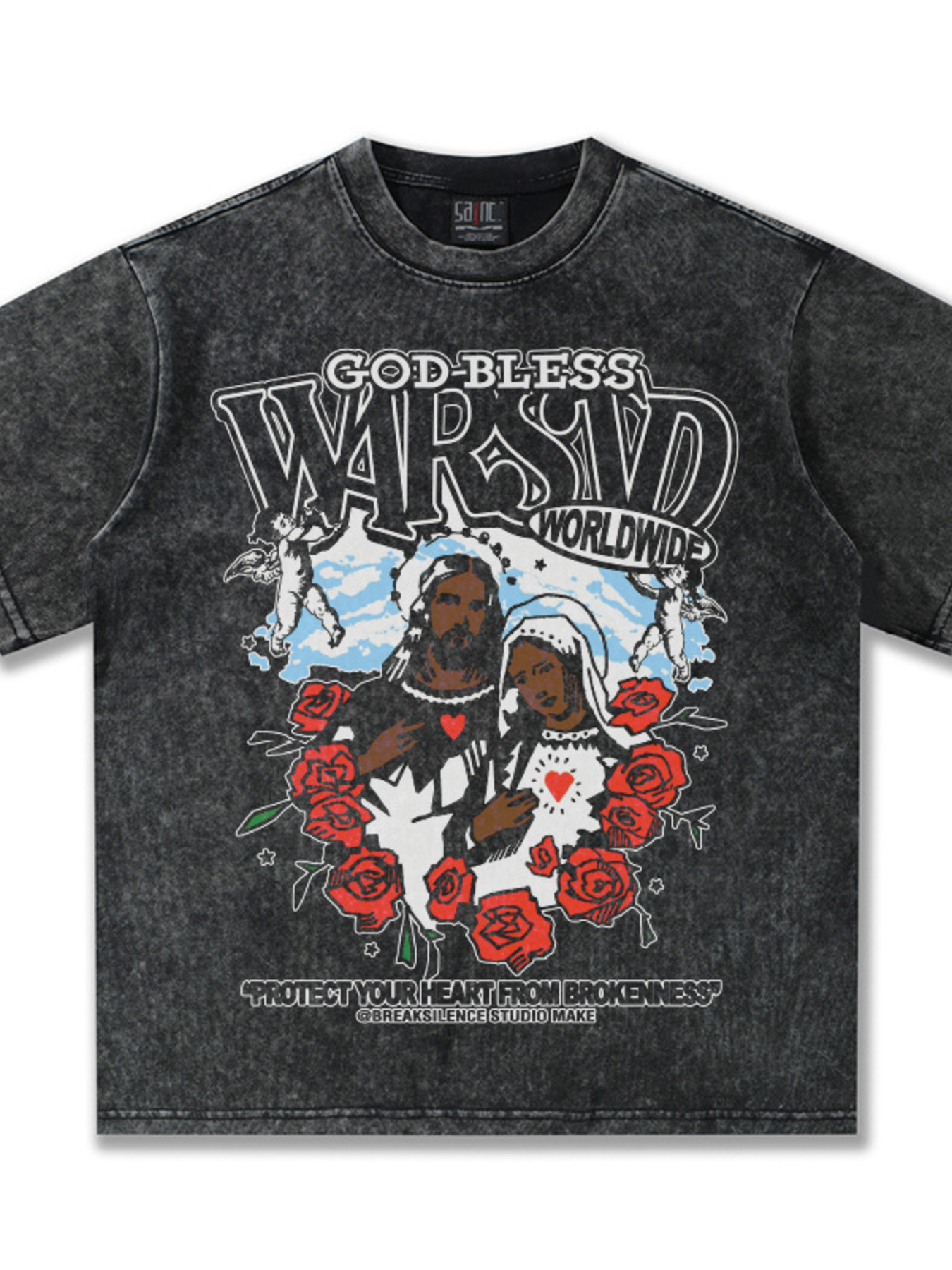 Men's God-Bless Graphic Print Vintage Wash T-Shirt