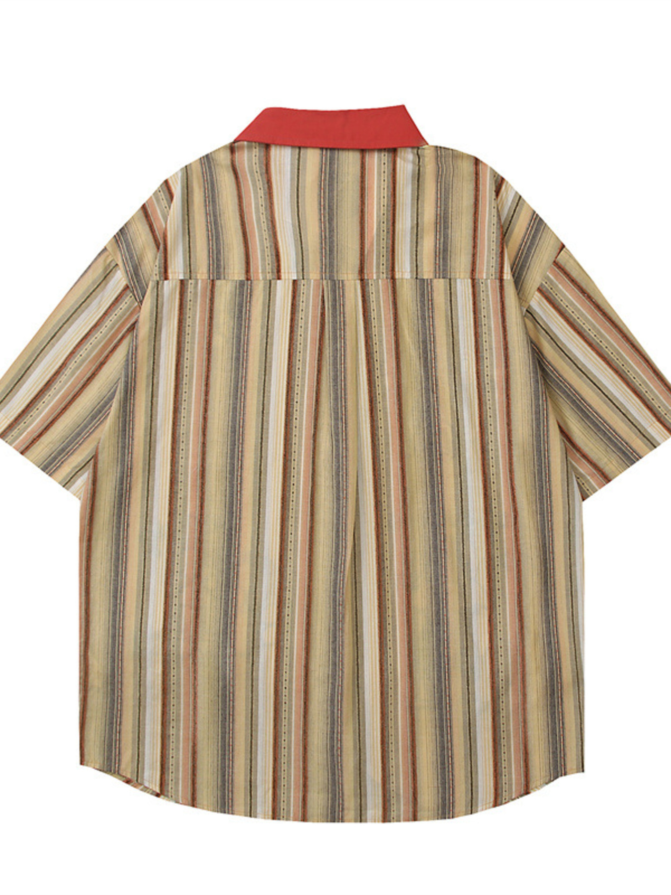 Men's Cartoon Character Striped Shirt with Contrast Collar