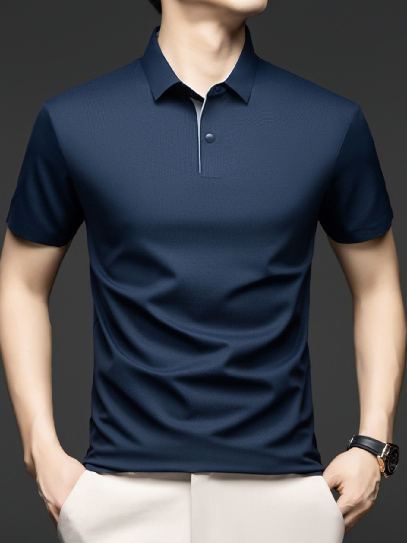 Men's Plus Size Button Detail Short Sleeve Polo