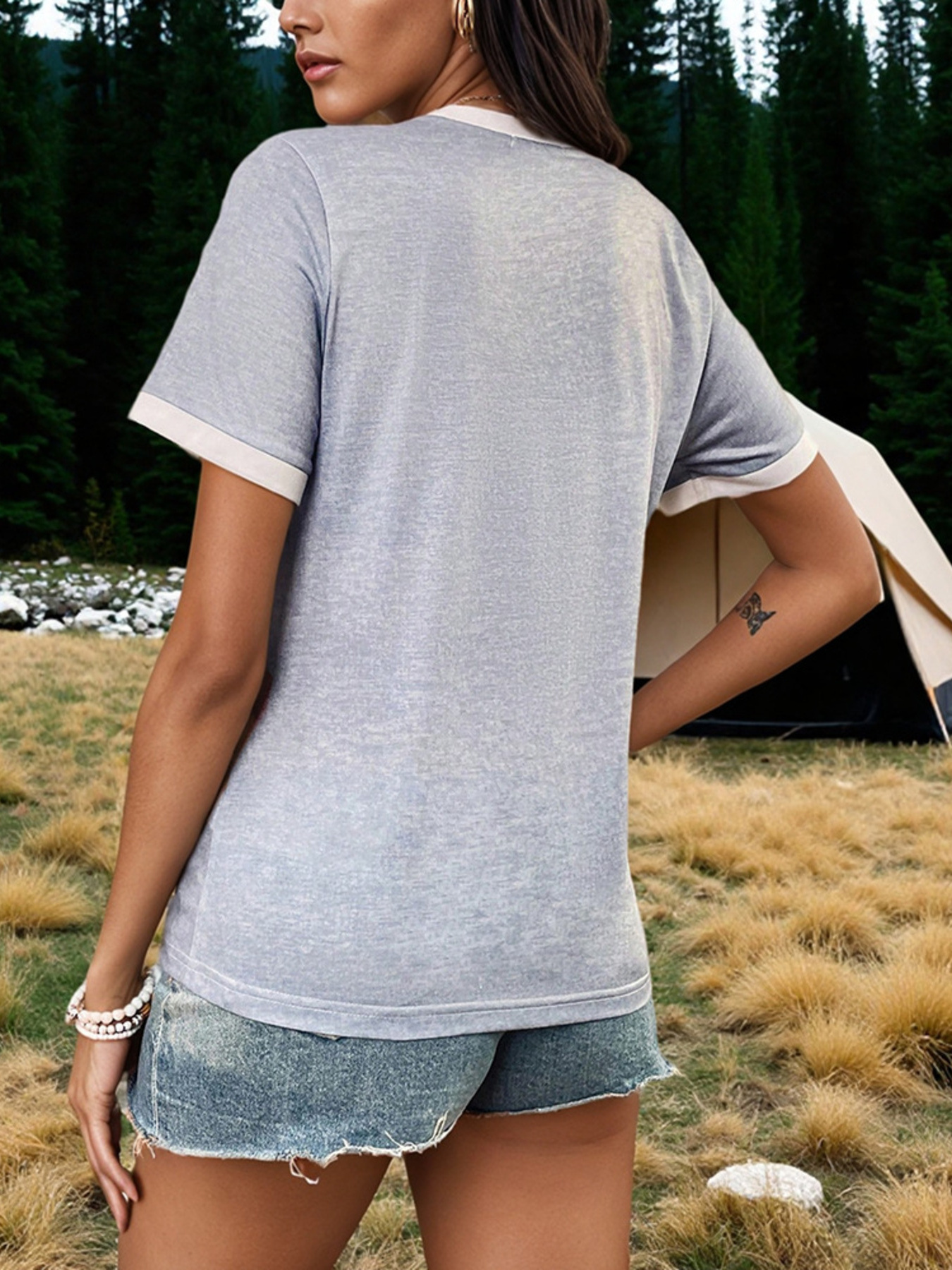 Letter Graphic Round Neck T-Shirt